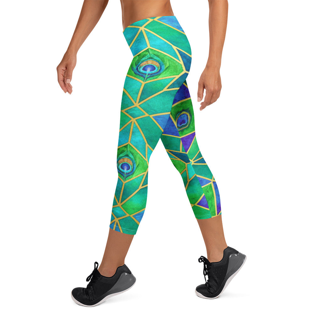 Peacock Plume Capri Leggings | GearBunch