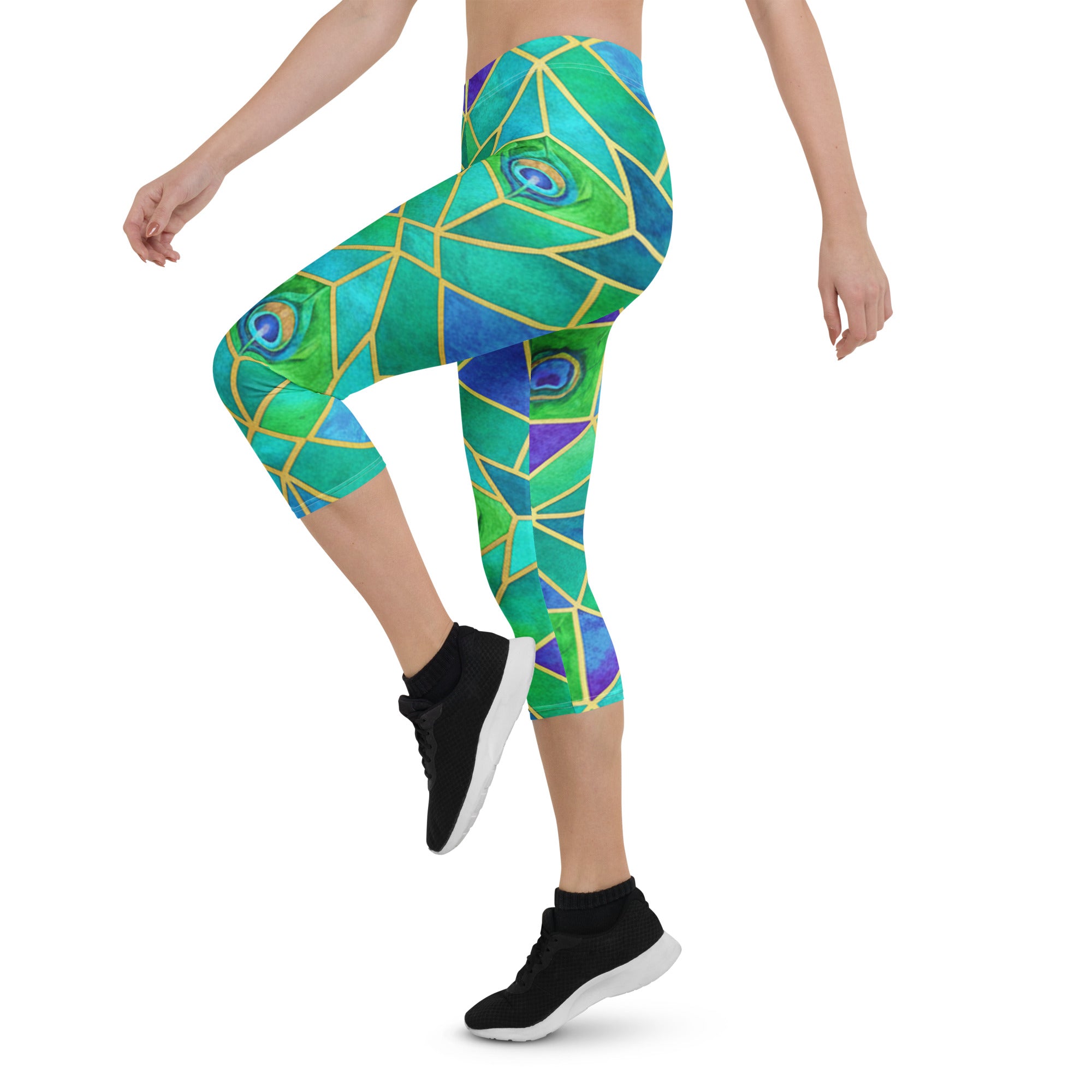 Peacock Plume Capri Leggings | GearBunch