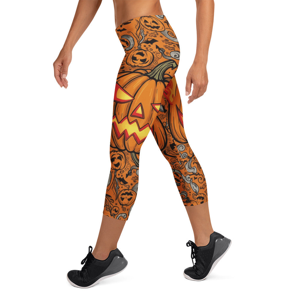 Jack-o-Lantern Glow Capri Leggings | GearBunch