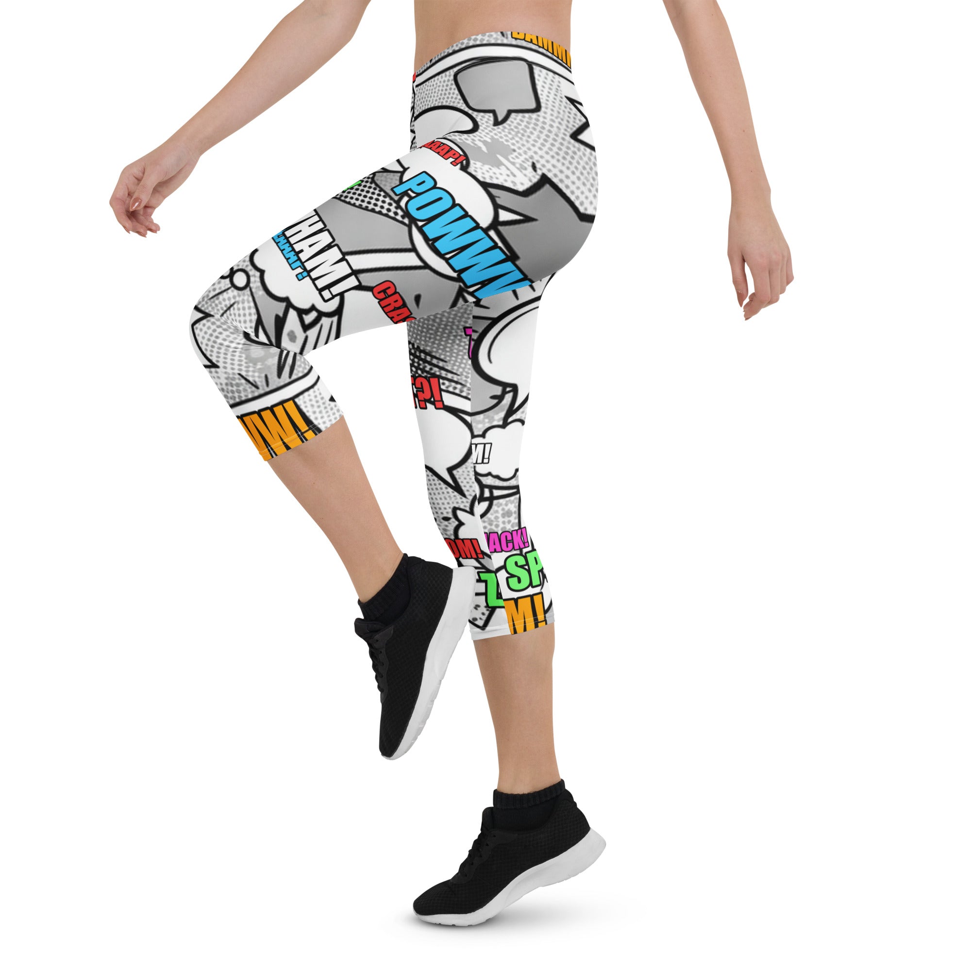 Comic Pop Monochrome Capri Leggings | GearBunch