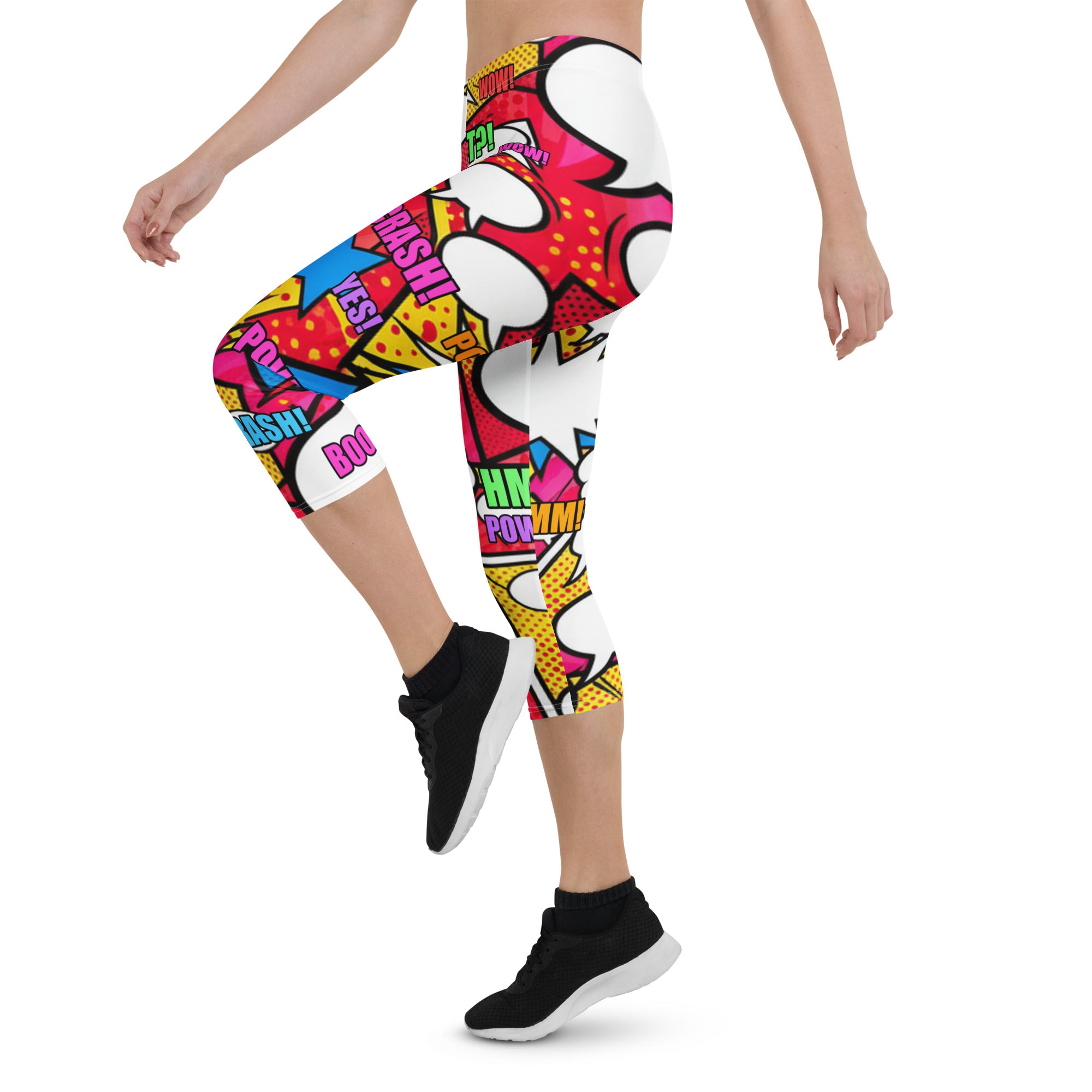 Comic Pop Retro Red Capri Leggings | GearBunch