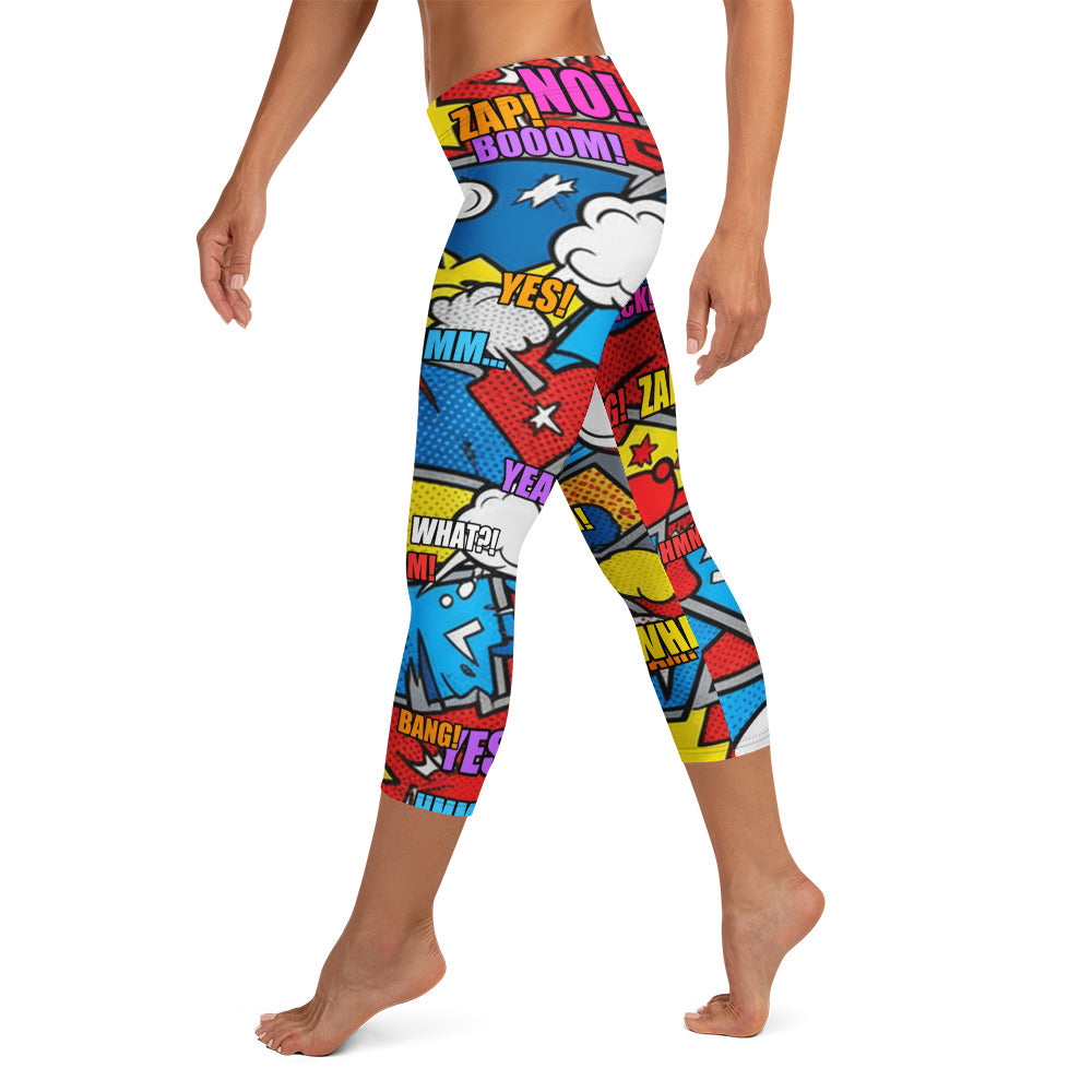 Robot Wars Comic Capri Leggings | GearBunch