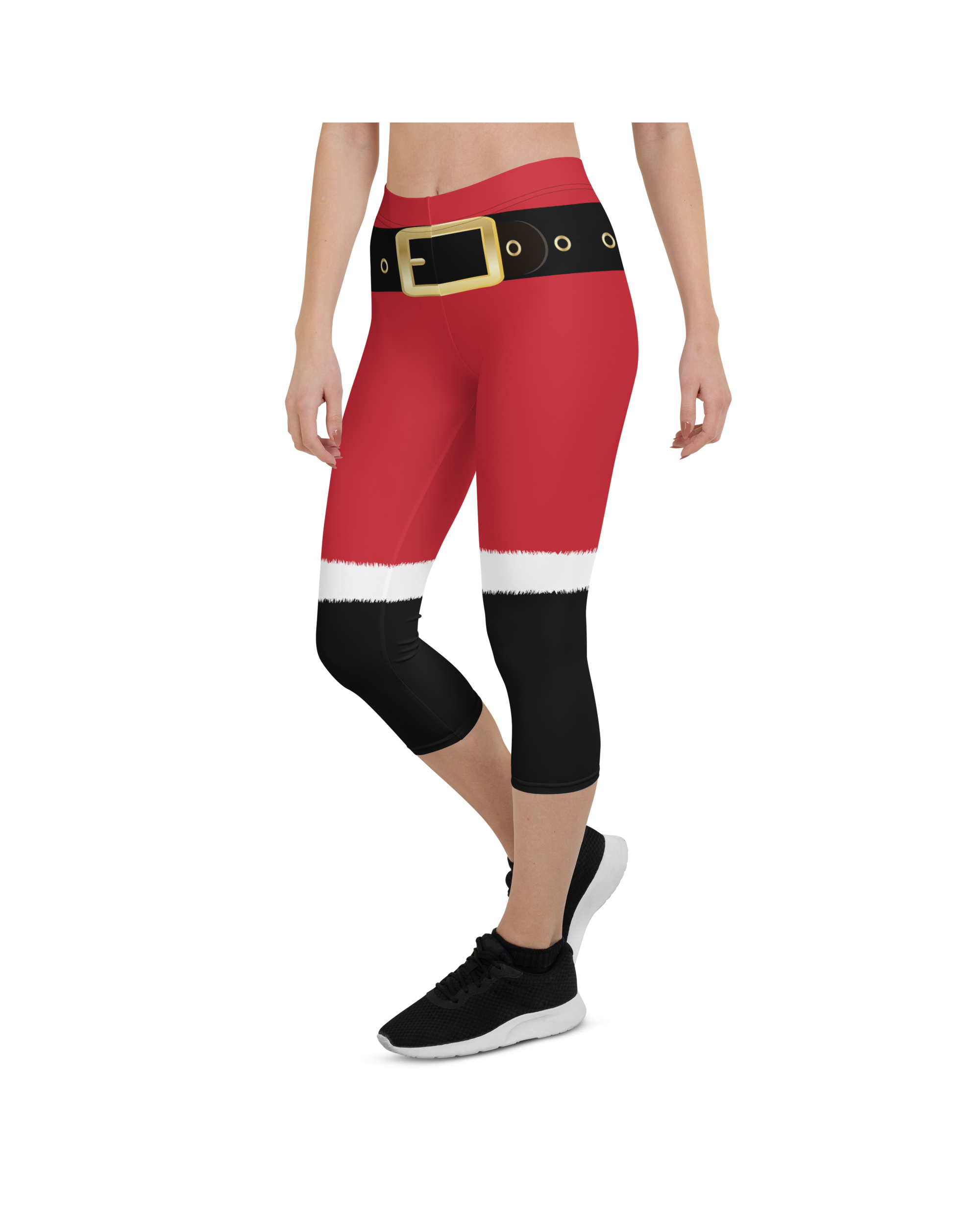 Women's Santa printed capris front view