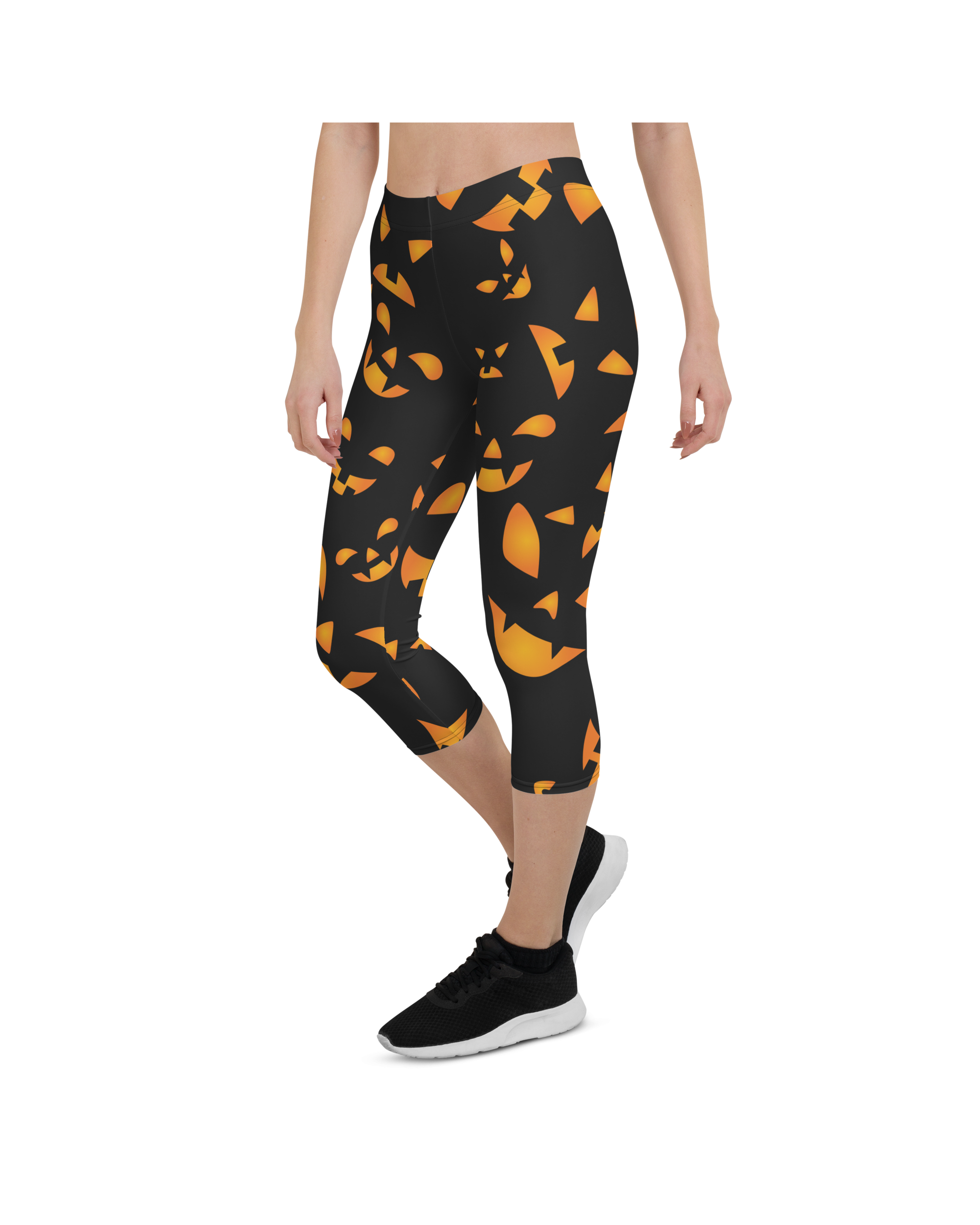 Women's jack-o-lantern halloween capris front view