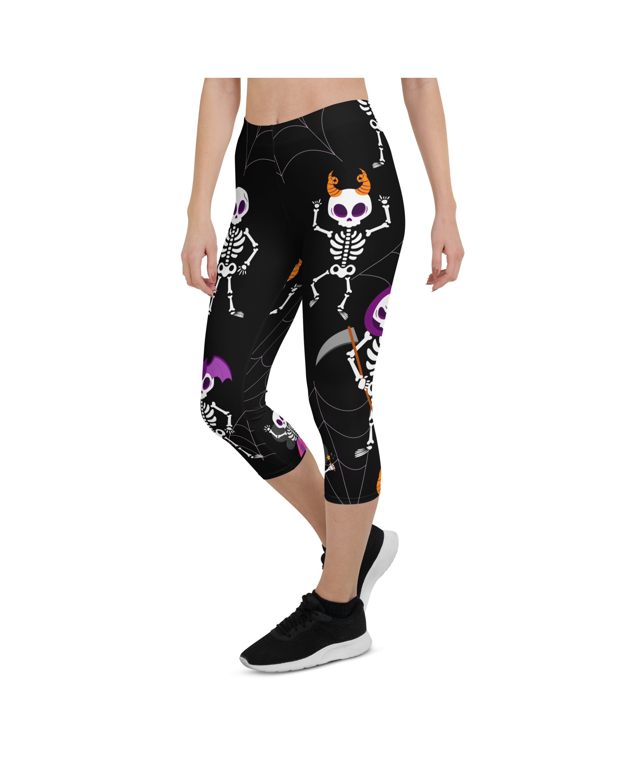 Women's dancing skeletons printed capris front view