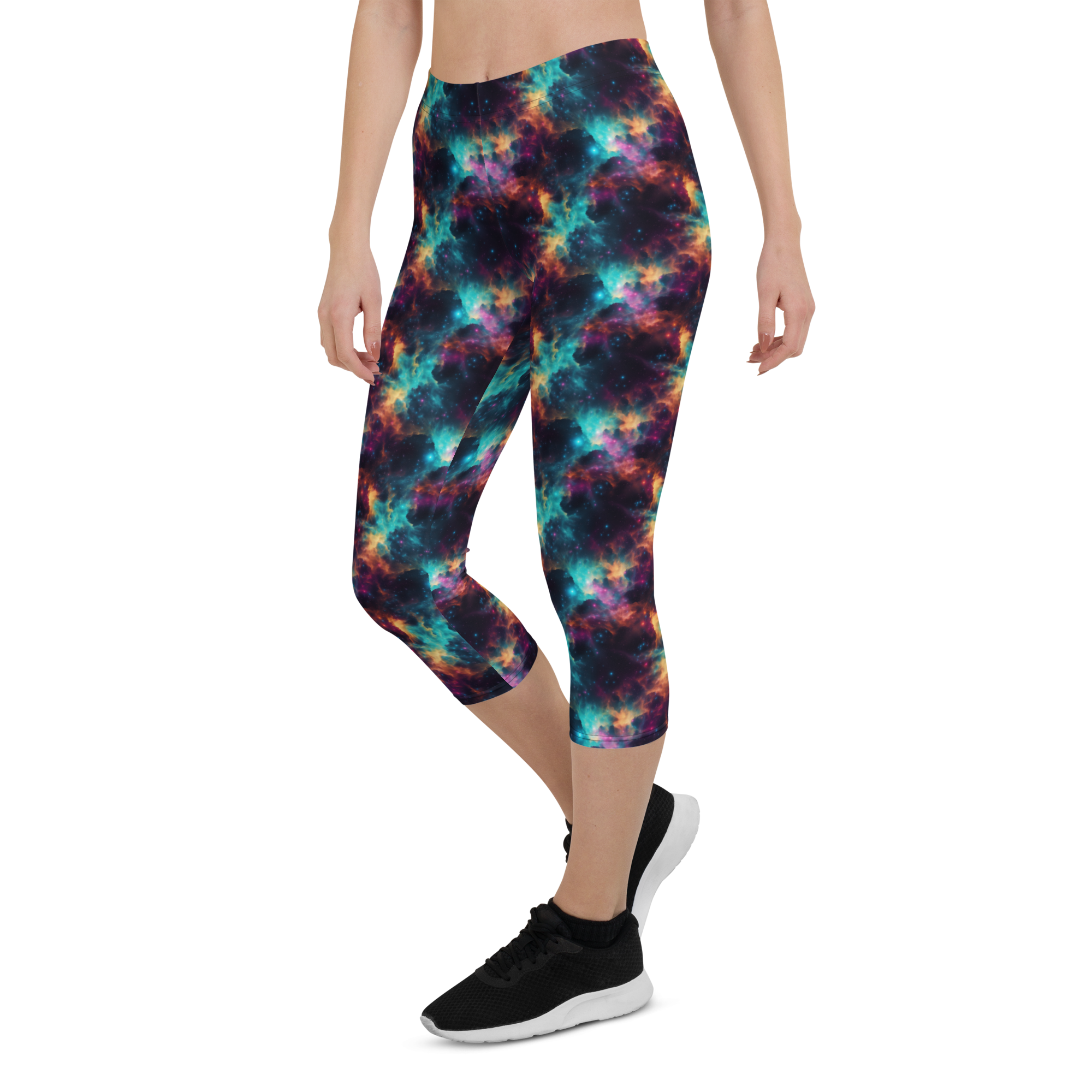 Women's nebula pattern capris front view