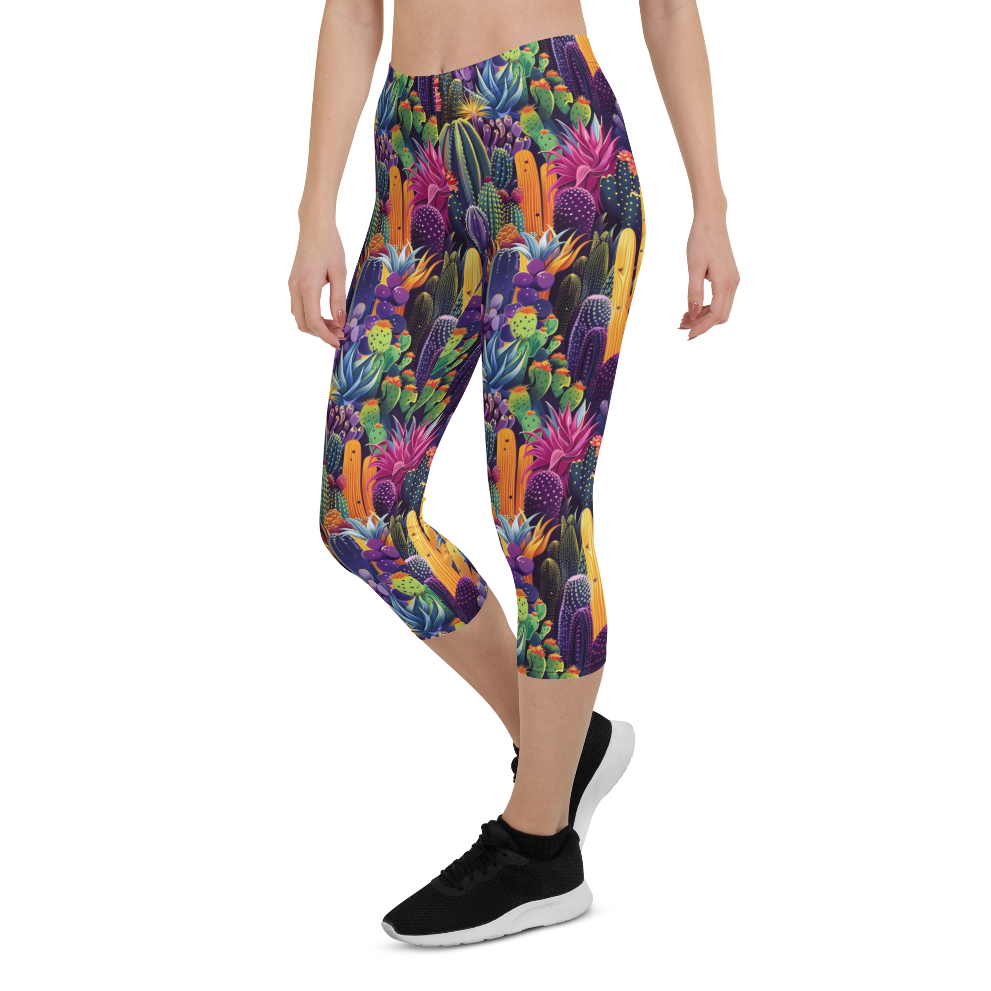 Women's twilight cactus printed capris front view