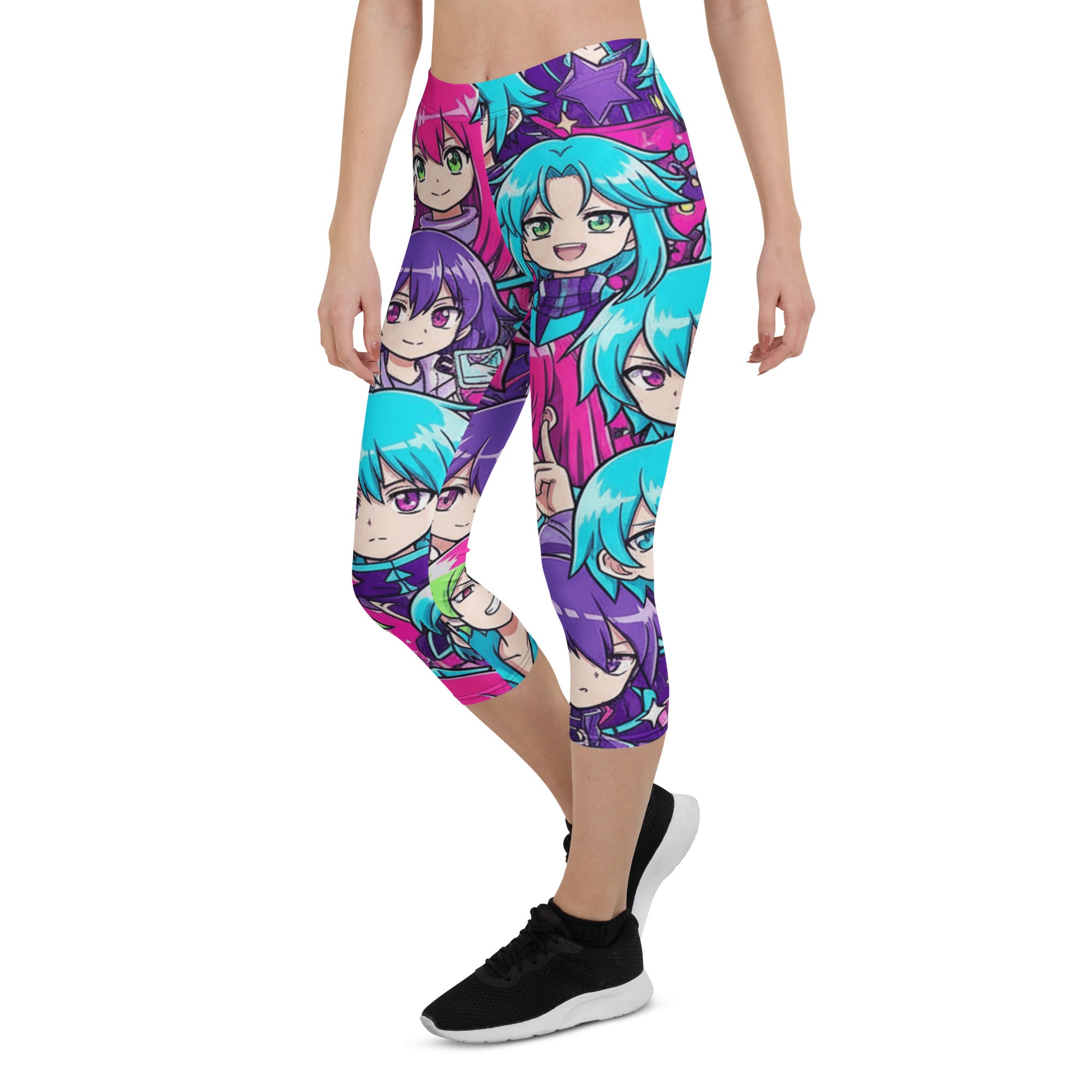 Anime Collage Cyberpunk Capri Leggings | GearBunch