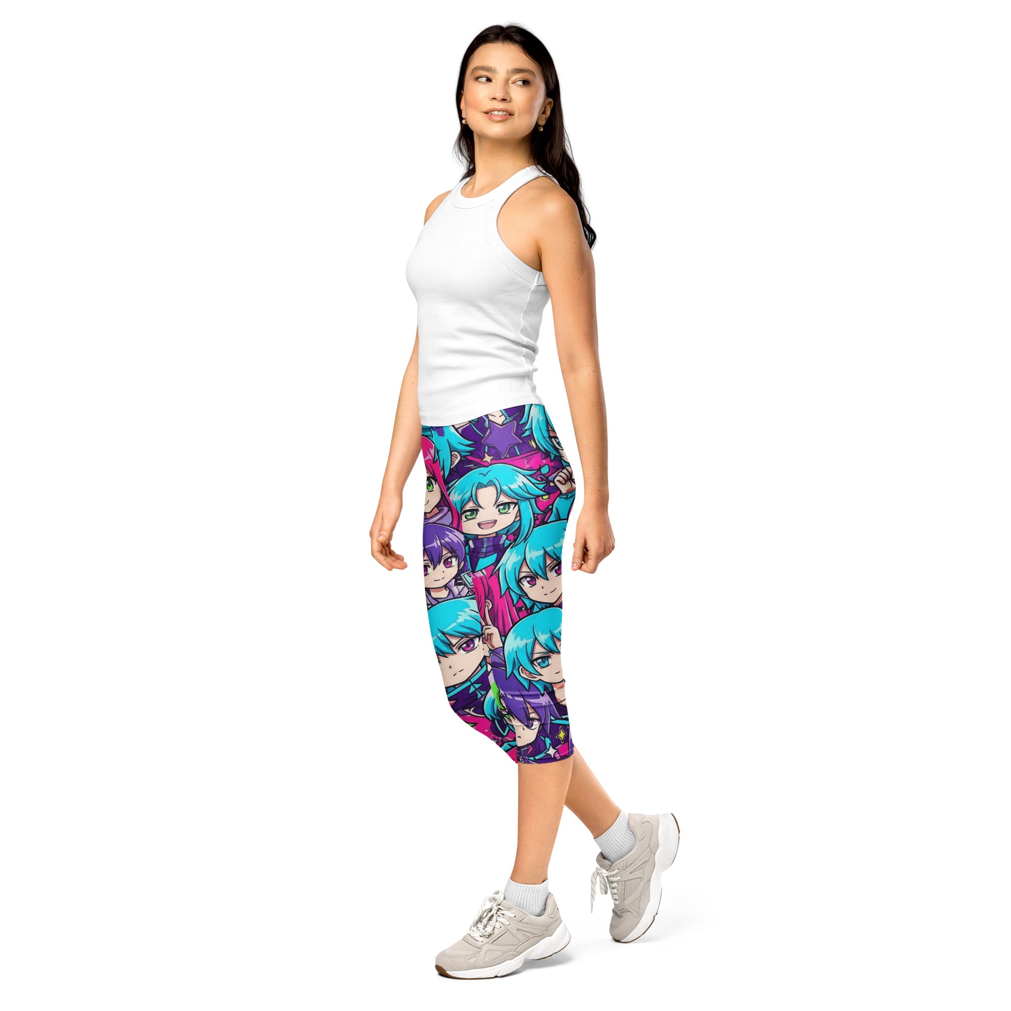 Anime Collage Cyberpunk Capri Leggings | GearBunch
