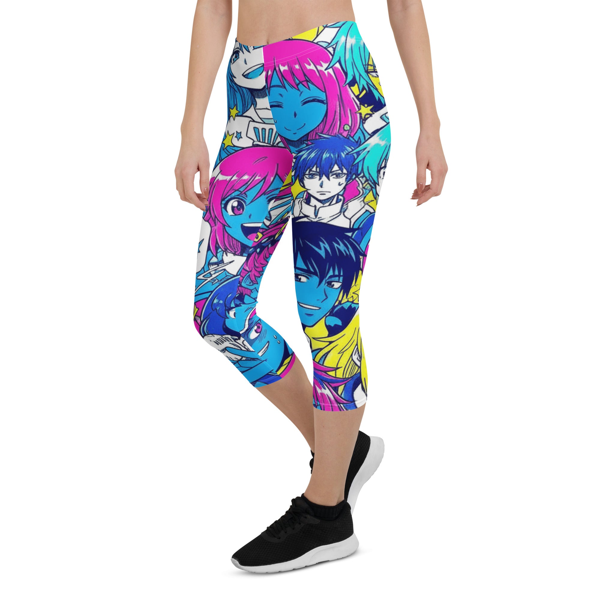 Anime Collage Neon Tokyo Capri Leggings | GearBunch