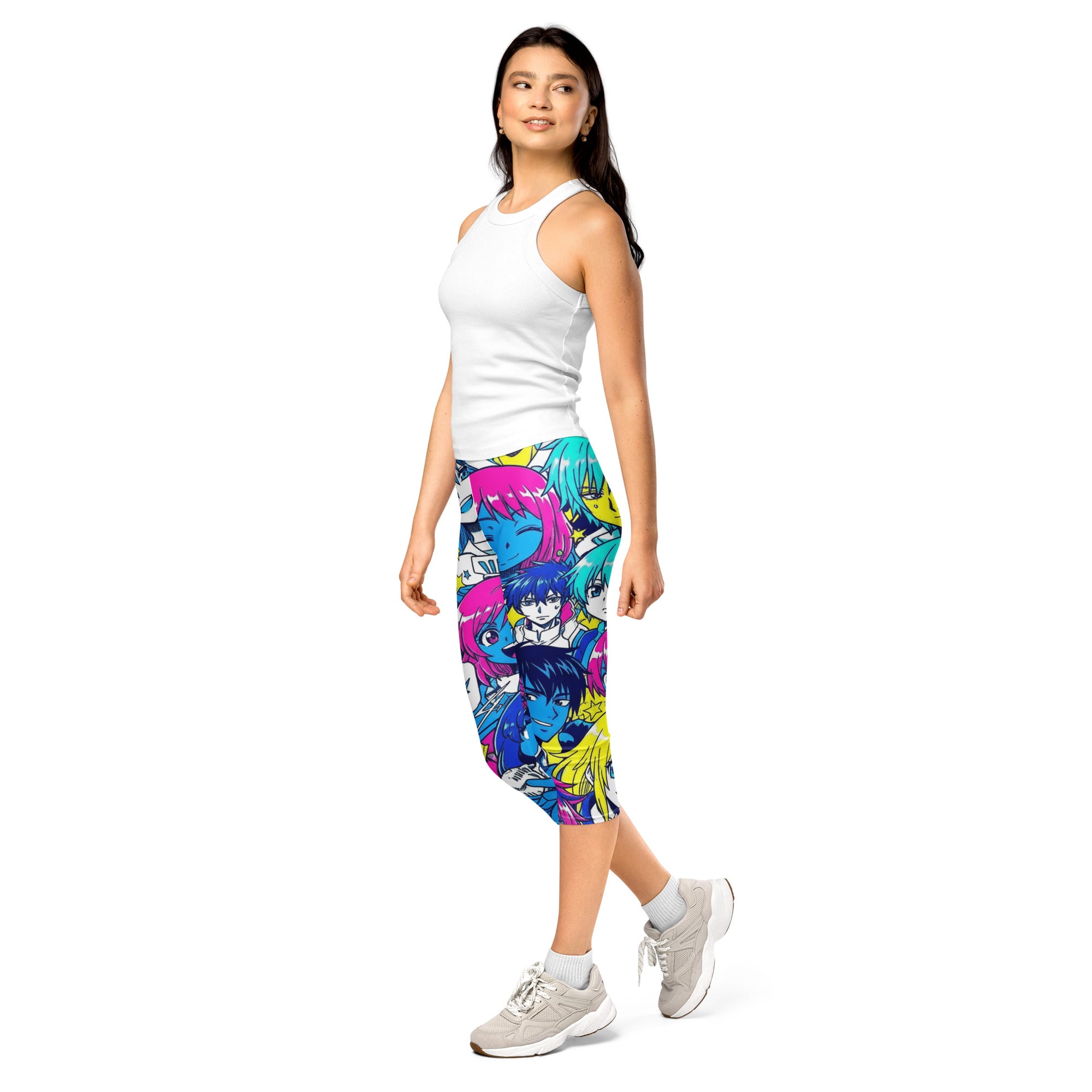 Anime Collage Neon Tokyo Capri Leggings | GearBunch