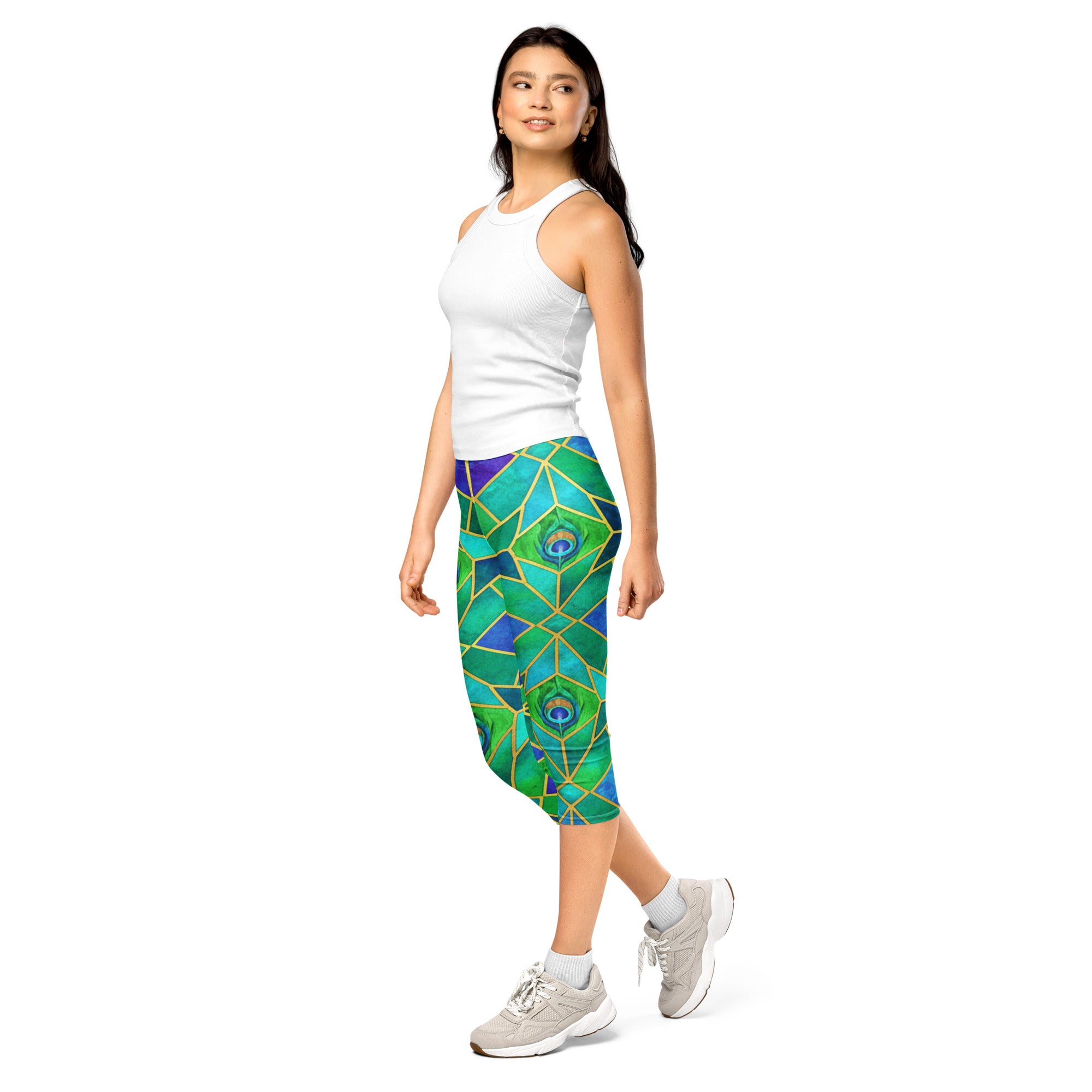 Peacock Plume Capri Leggings | GearBunch