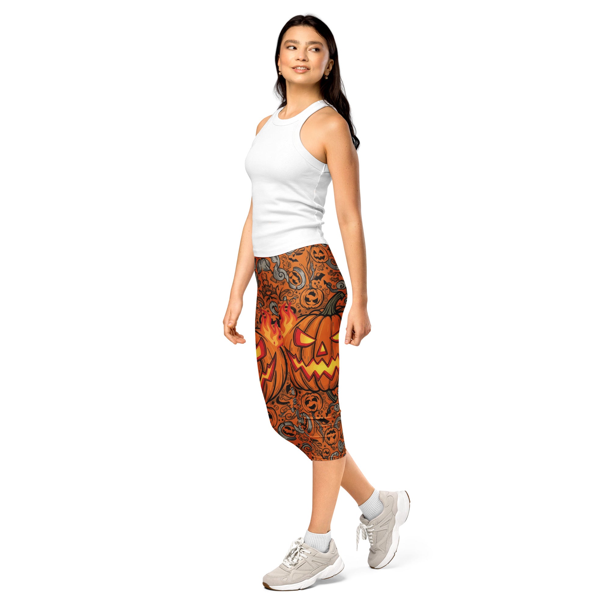 Jack-o-Lantern Glow Capri Leggings | GearBunch