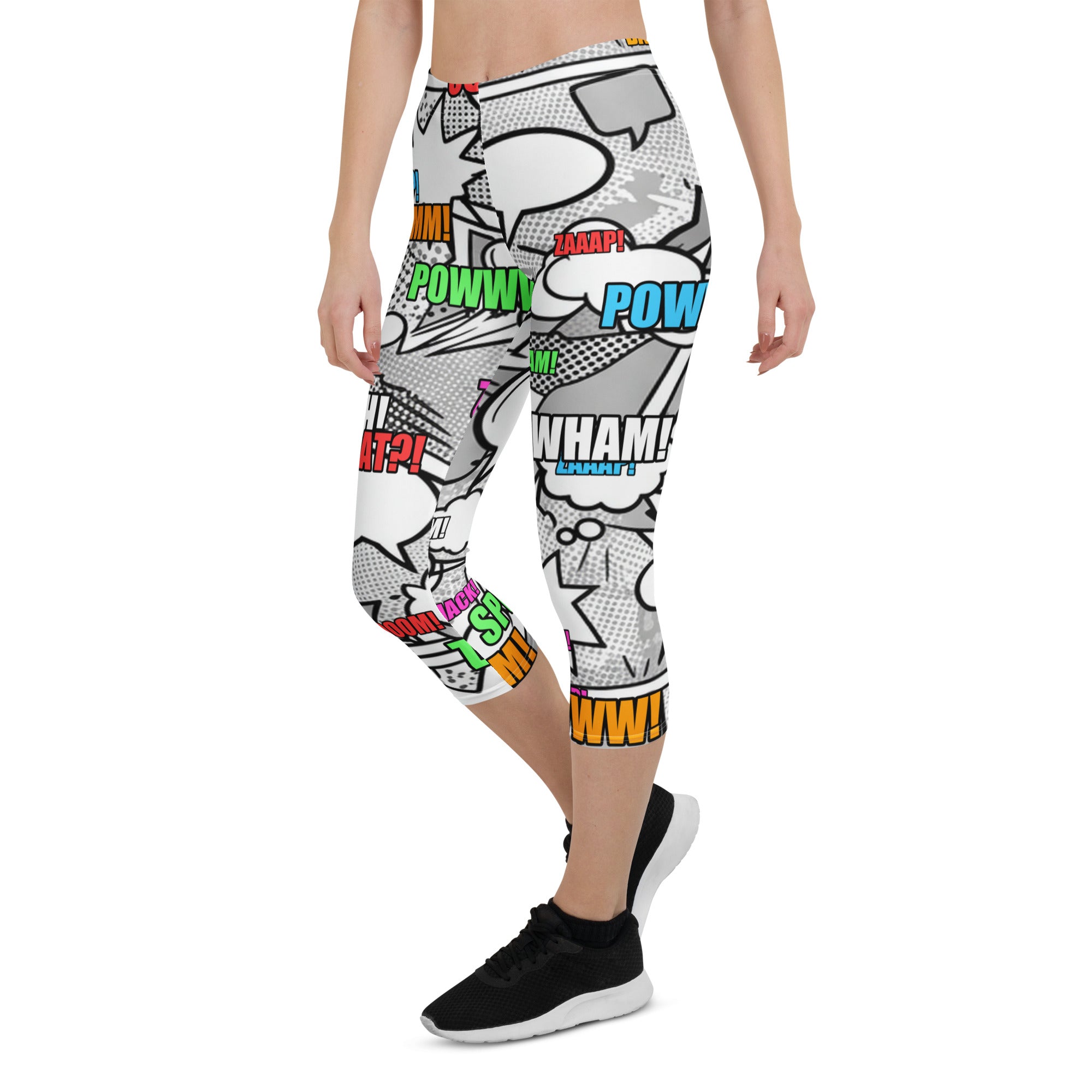 Comic Pop Monochrome Capri Leggings | GearBunch