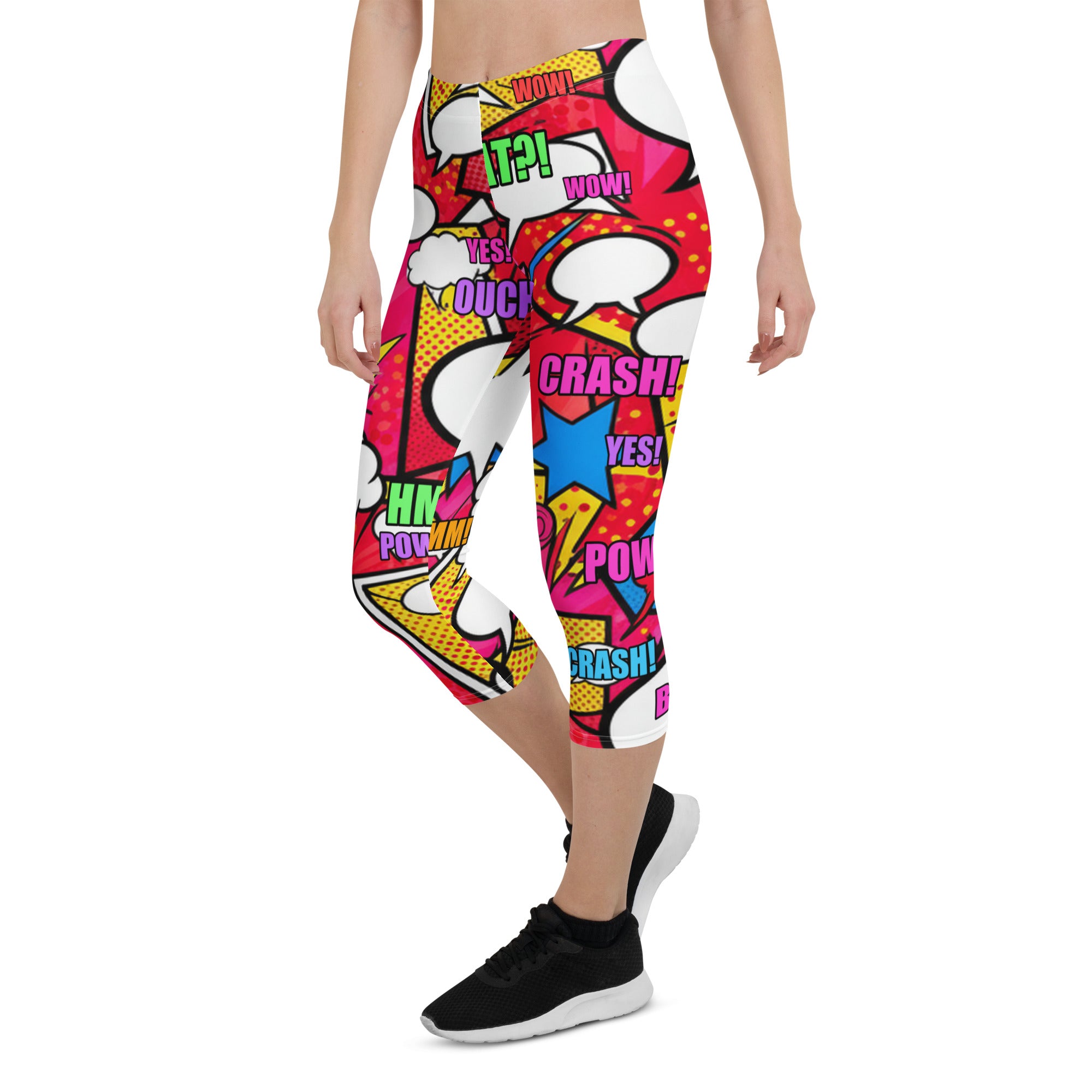 Comic Pop Retro Red Capri Leggings | GearBunch