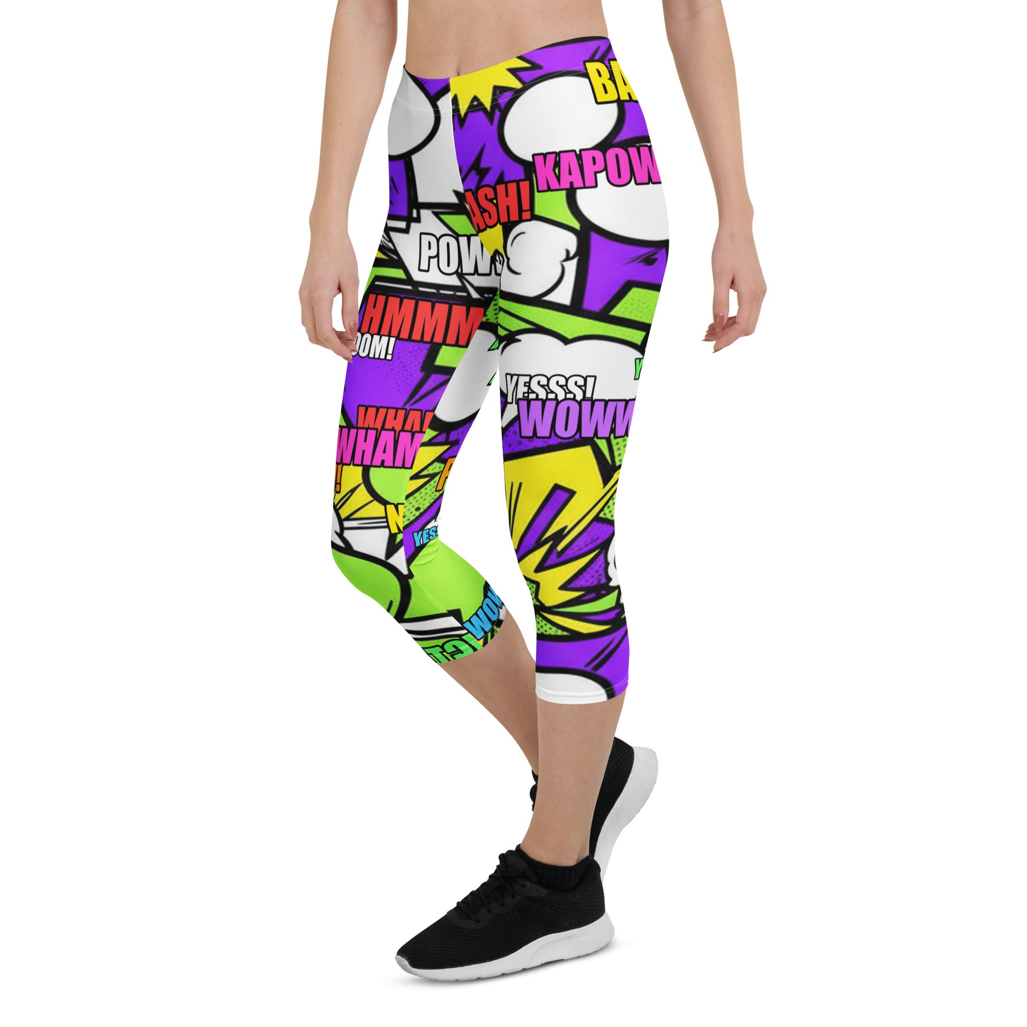 Comic Pop Toxic Green Capri Leggings | GearBunch