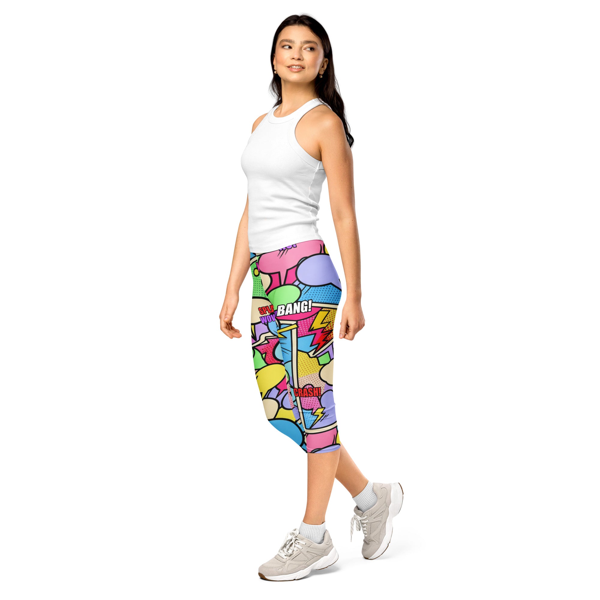 Women's comic pop candy pastel capris front view