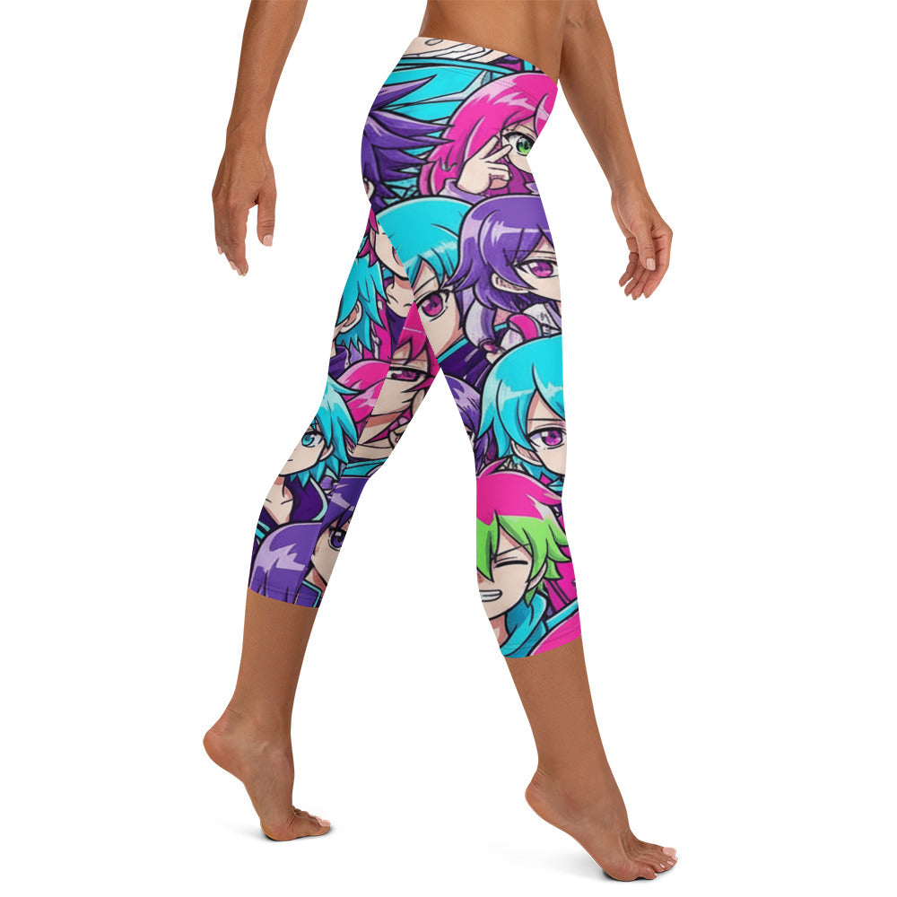 Anime Collage Cyberpunk Capri Leggings | GearBunch