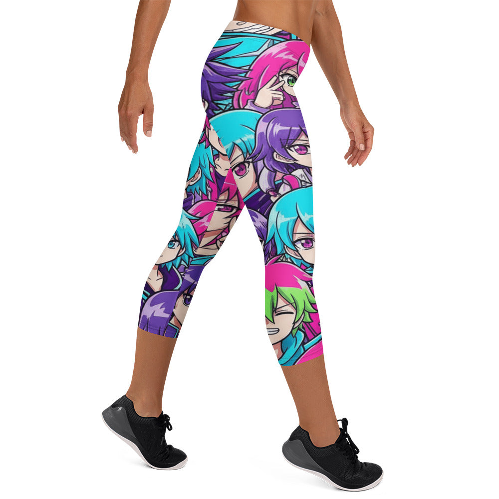 Anime Collage Cyberpunk Capri Leggings | GearBunch