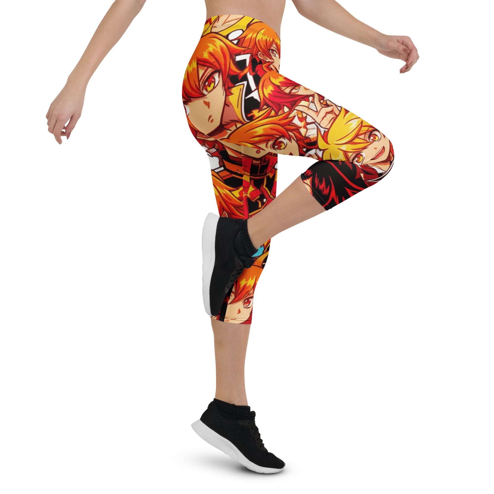 Anime Fire Spirit Capri Leggings | GearBunch