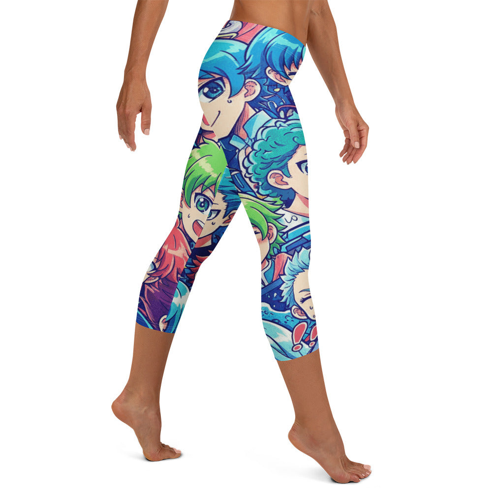 Anime Ocean Wave Capri Leggings | GearBunch
