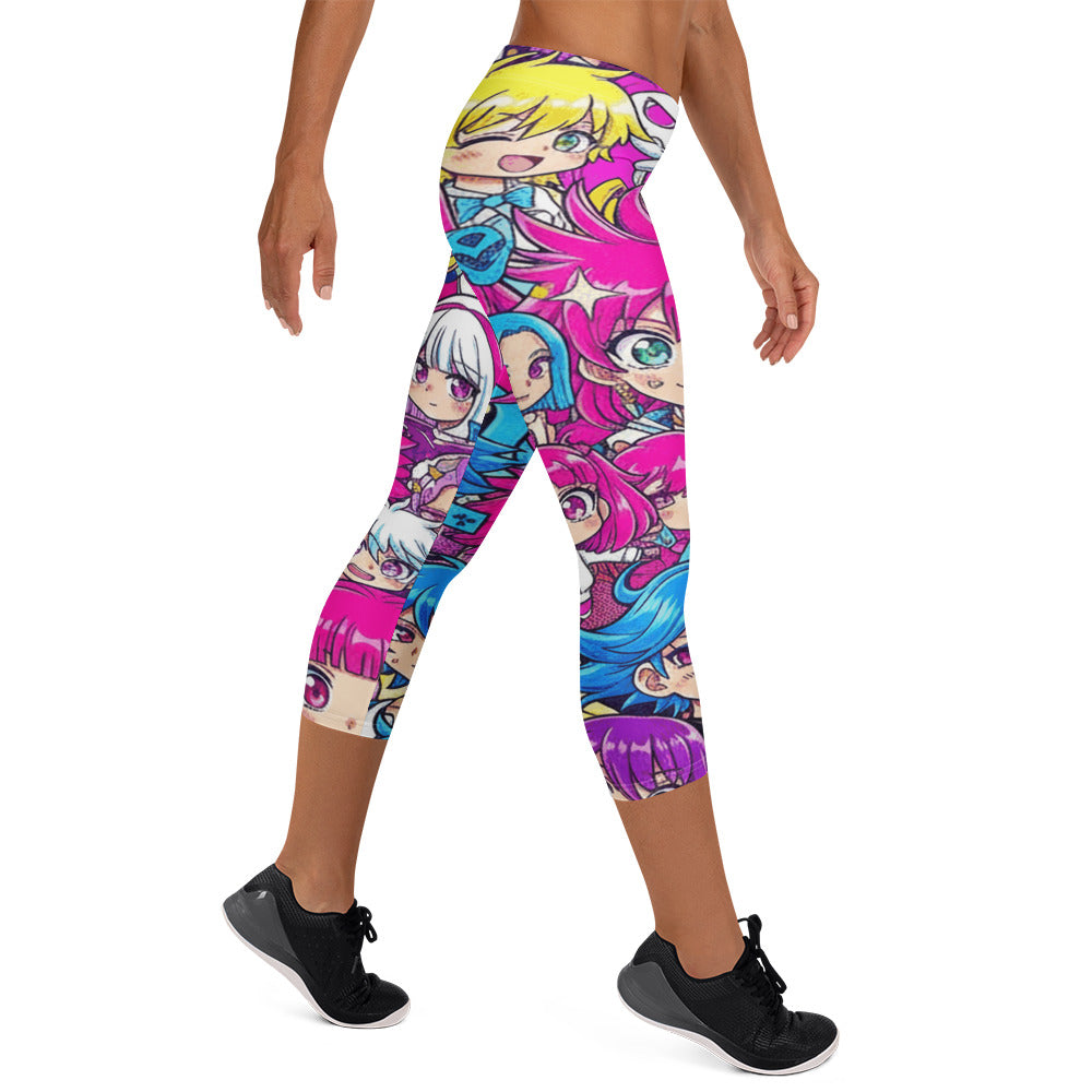 Anime Collage Pop Idol Capri Leggings | GearBunch