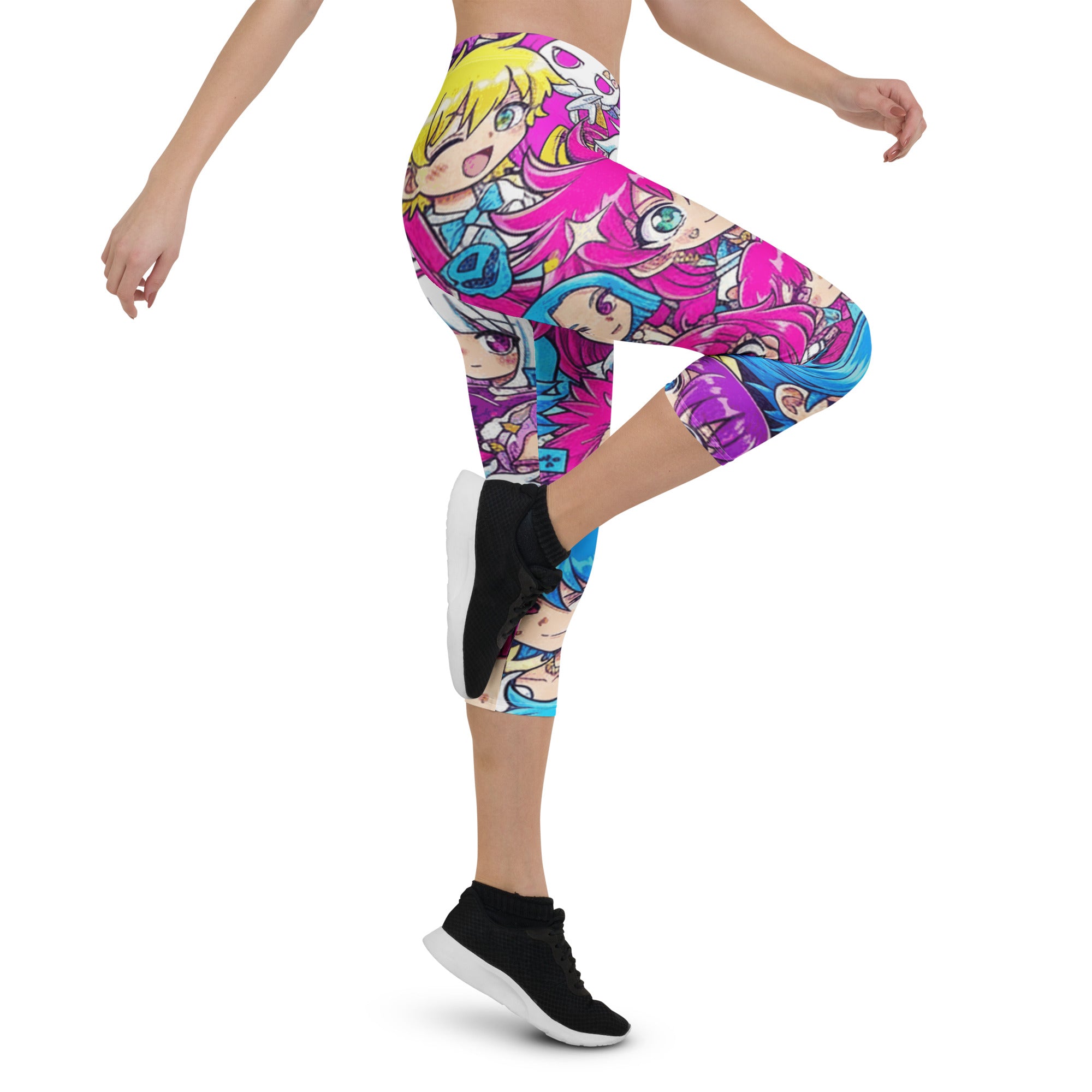 Anime Collage Pop Idol Capri Leggings | GearBunch