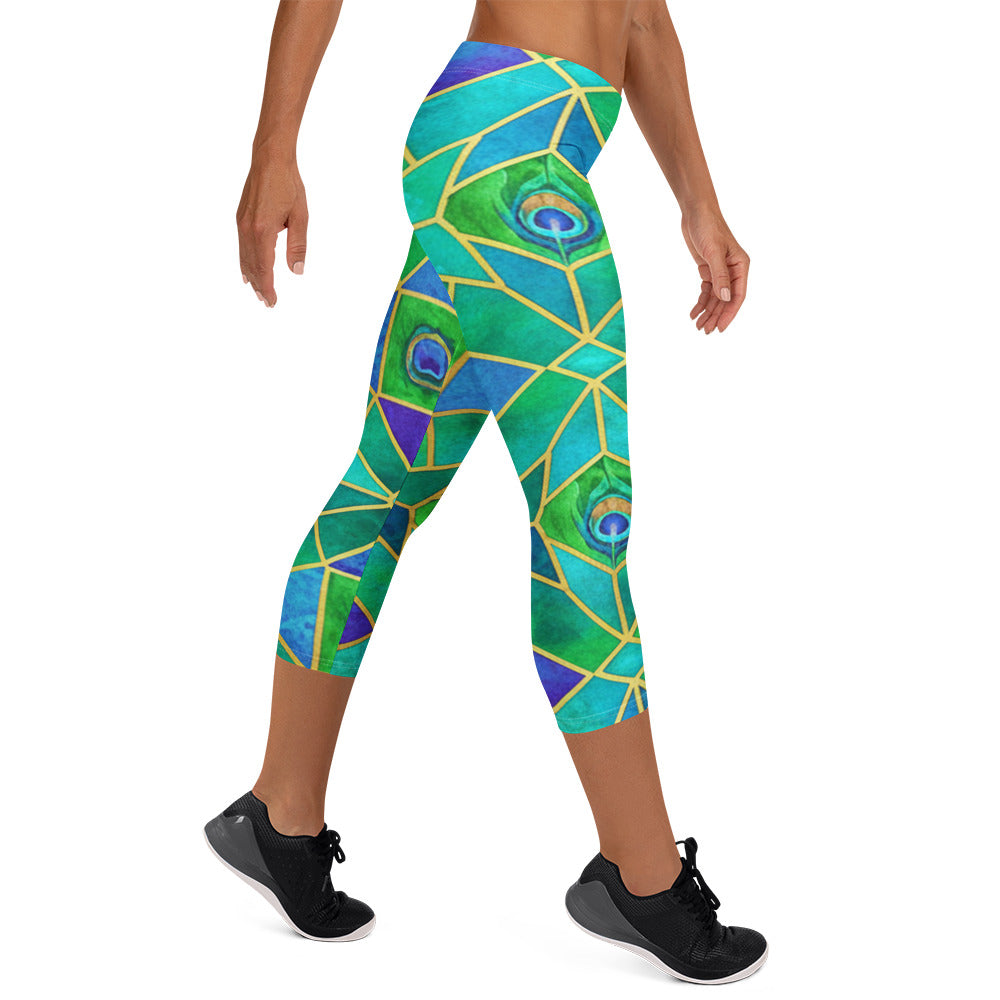 Peacock Plume Capri Leggings | GearBunch