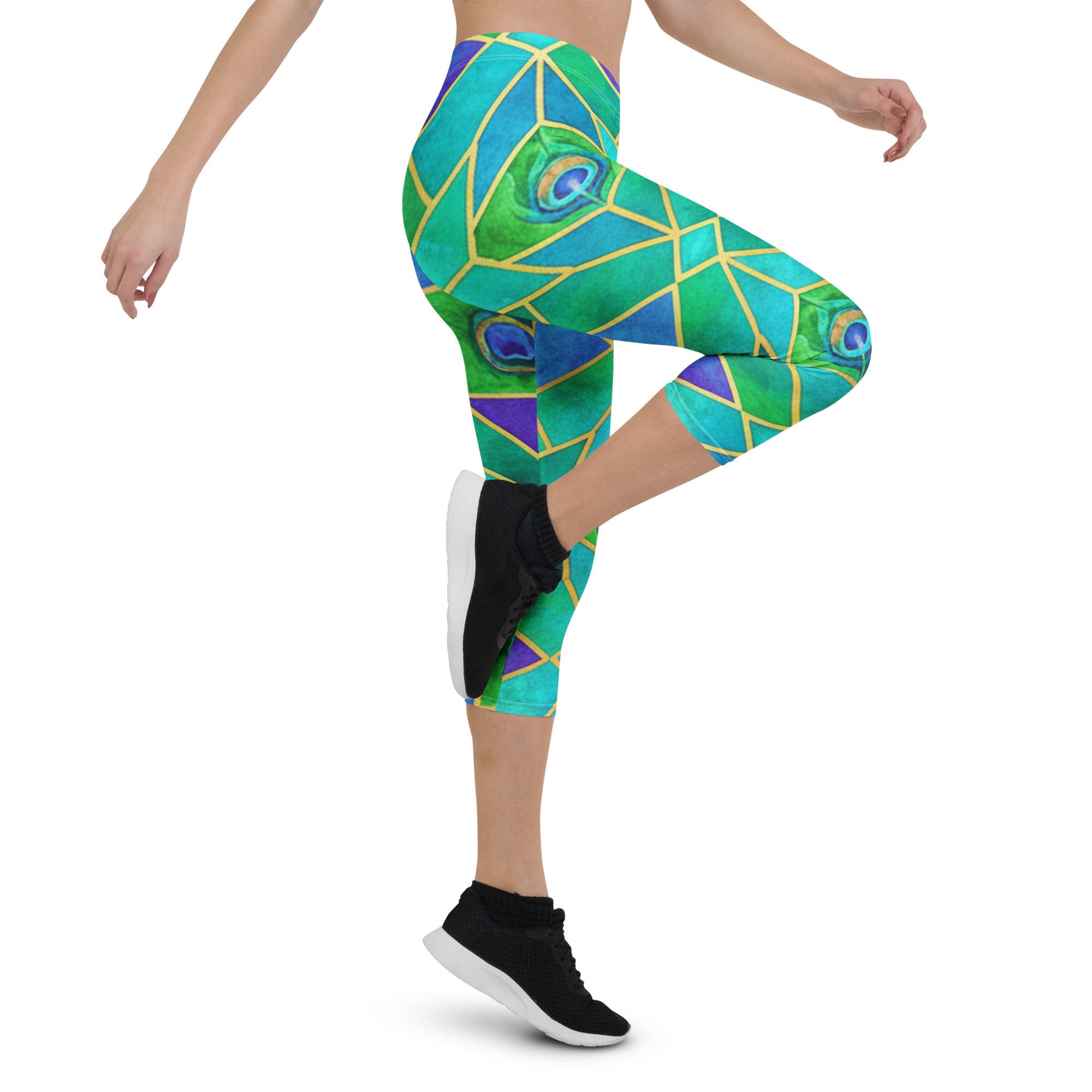 Peacock Plume Capri Leggings | GearBunch