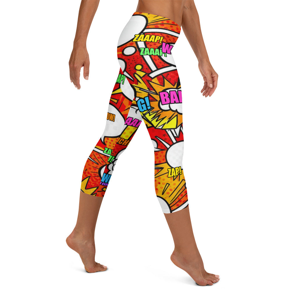 Comic Pop Fire Engine Capri Leggings | GearBunch