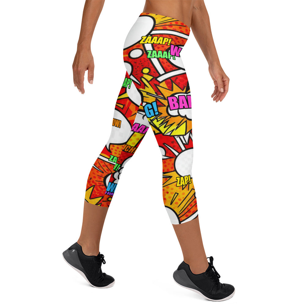 Comic Pop Fire Engine Capri Leggings | GearBunch