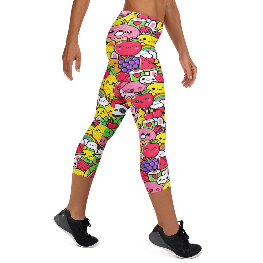 Kawaii Fruit Salad Capri Leggings | GearBunch