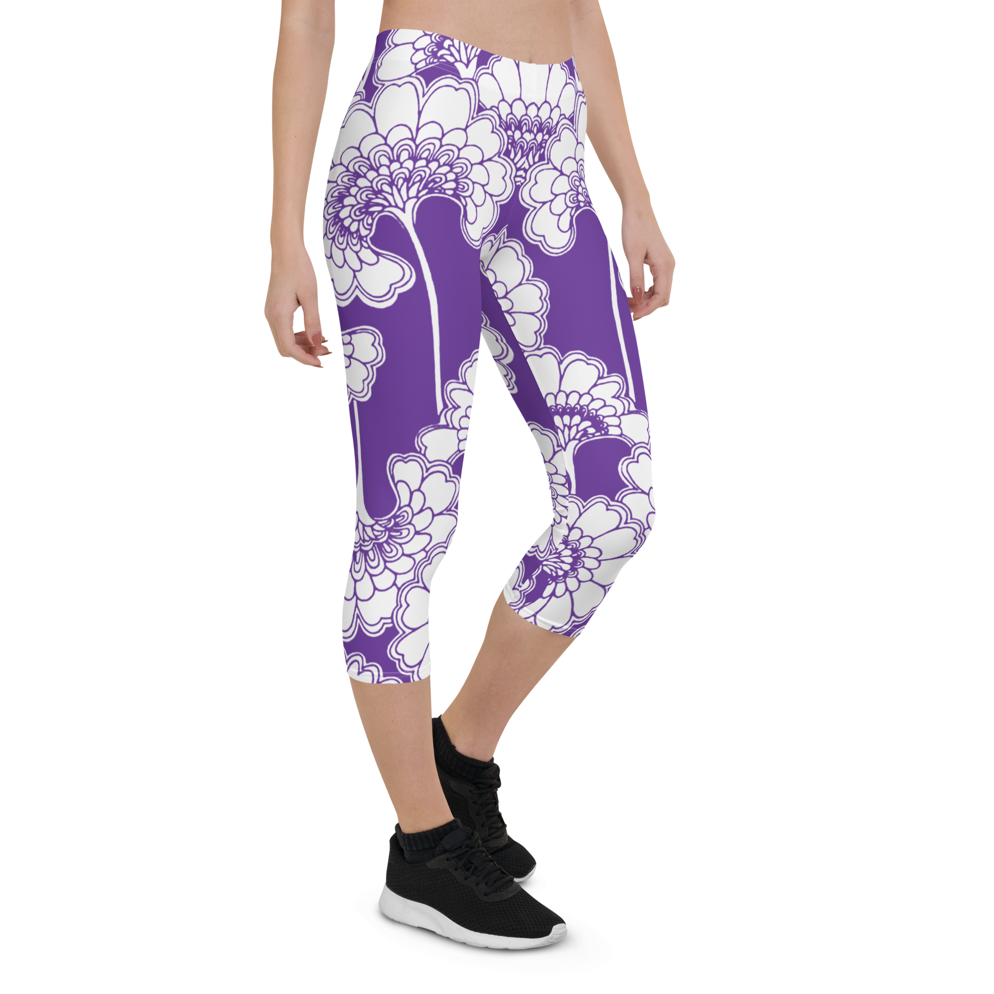 Purple Japanese Floral Capris | GearBunch