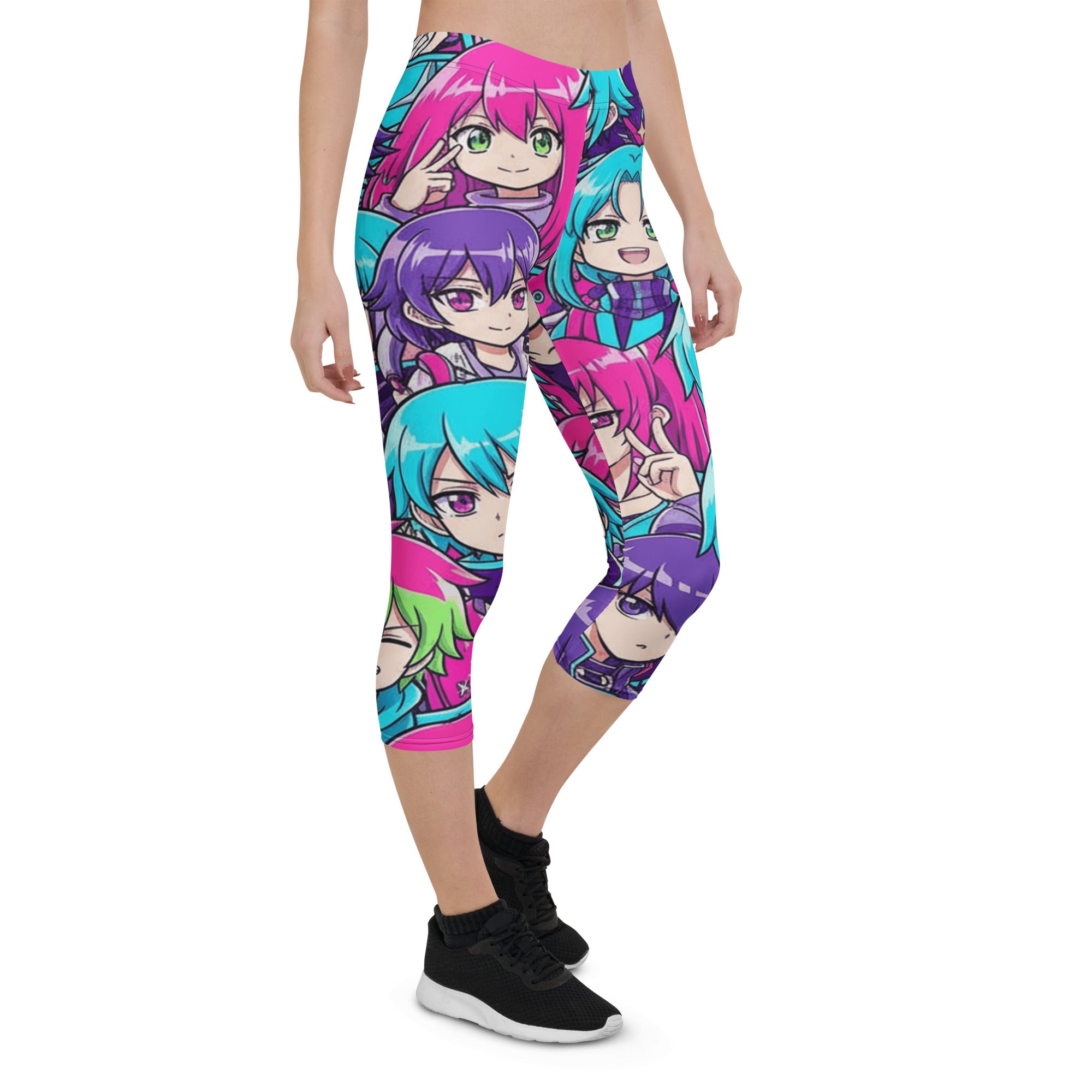 Anime Collage Cyberpunk Capri Leggings | GearBunch