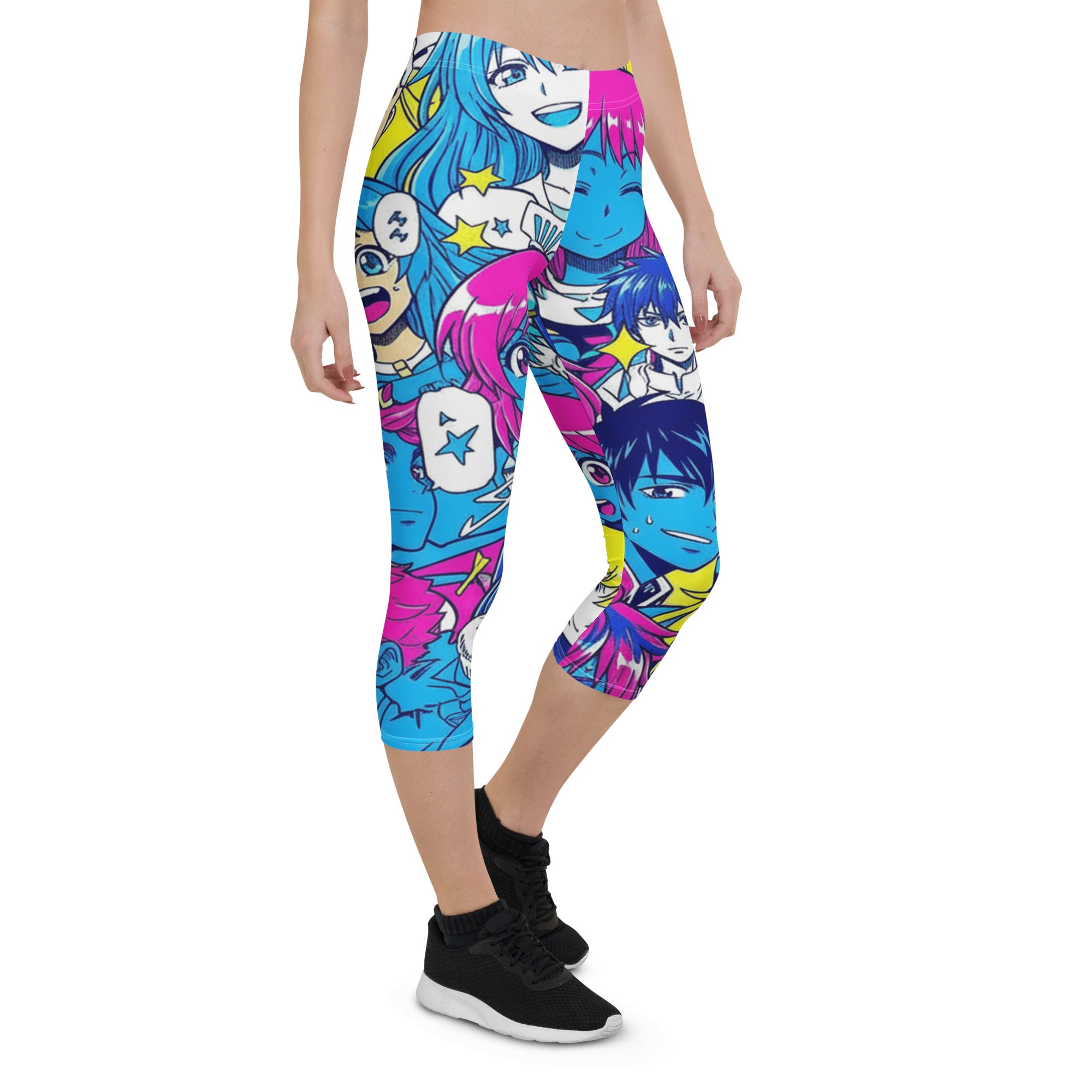 Anime Collage Neon Tokyo Capri Leggings | GearBunch