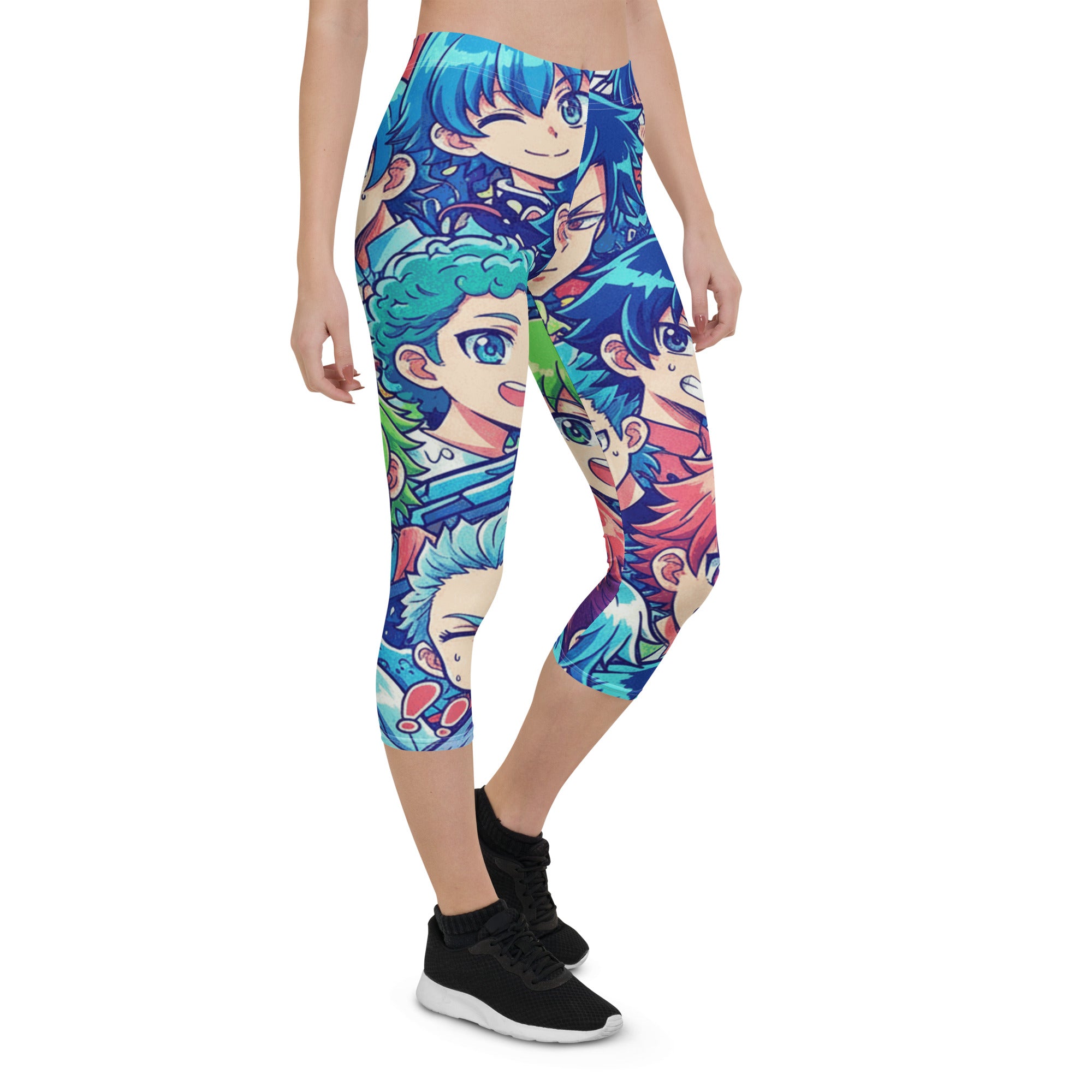 Anime Ocean Wave Capri Leggings | GearBunch