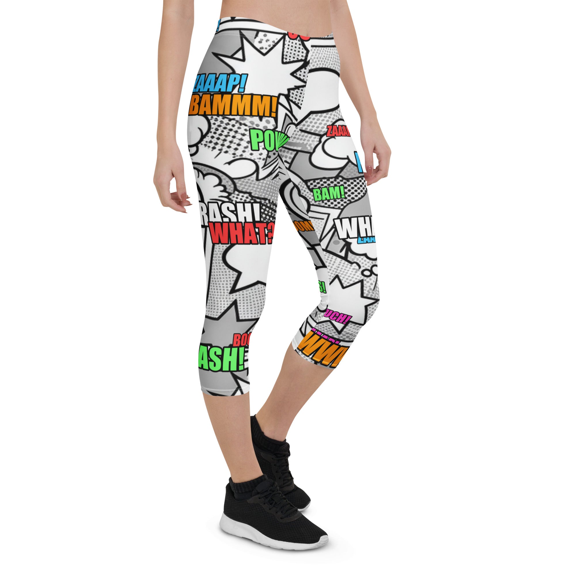 Comic Pop Monochrome Capri Leggings | GearBunch