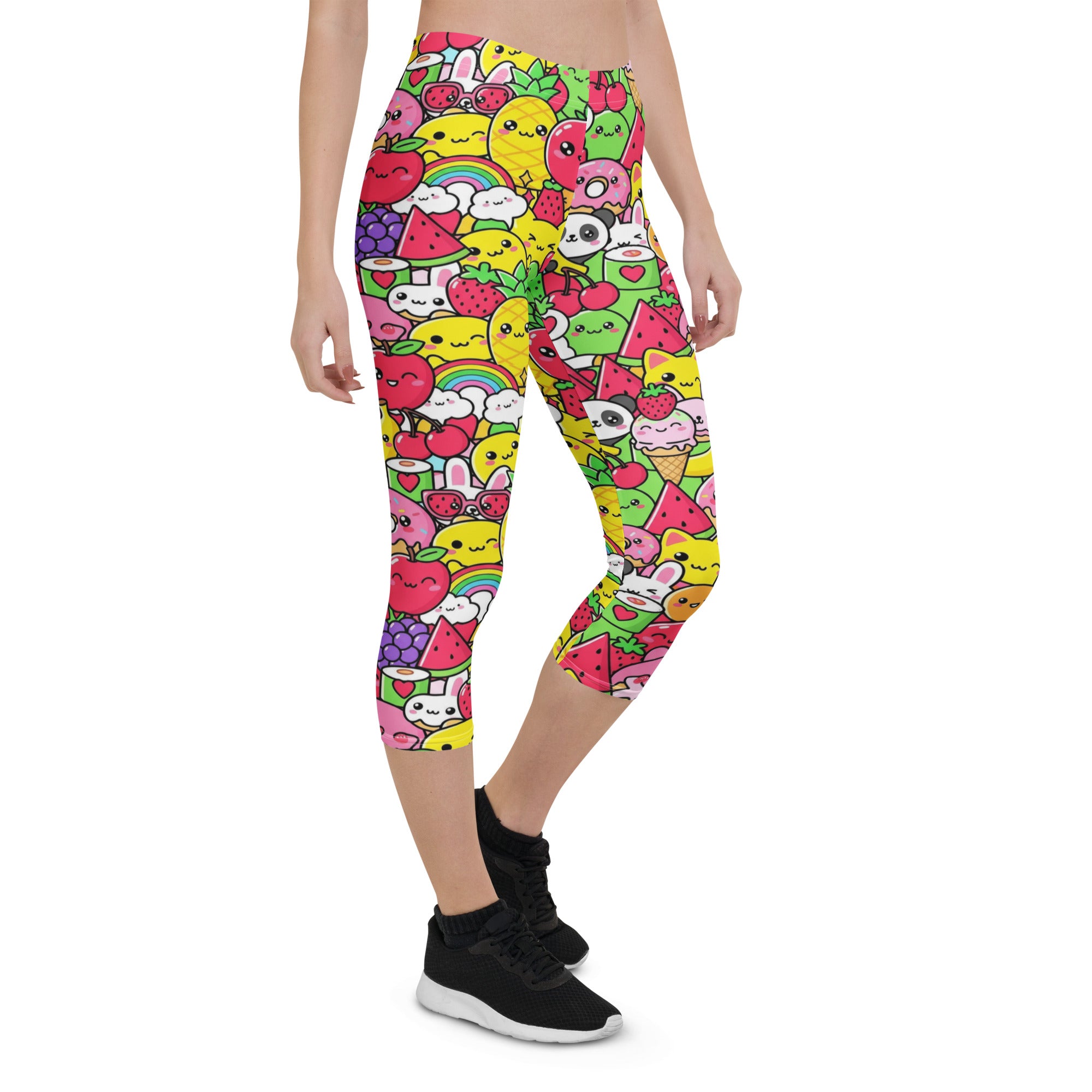 Kawaii Fruit Salad Capri Leggings | GearBunch