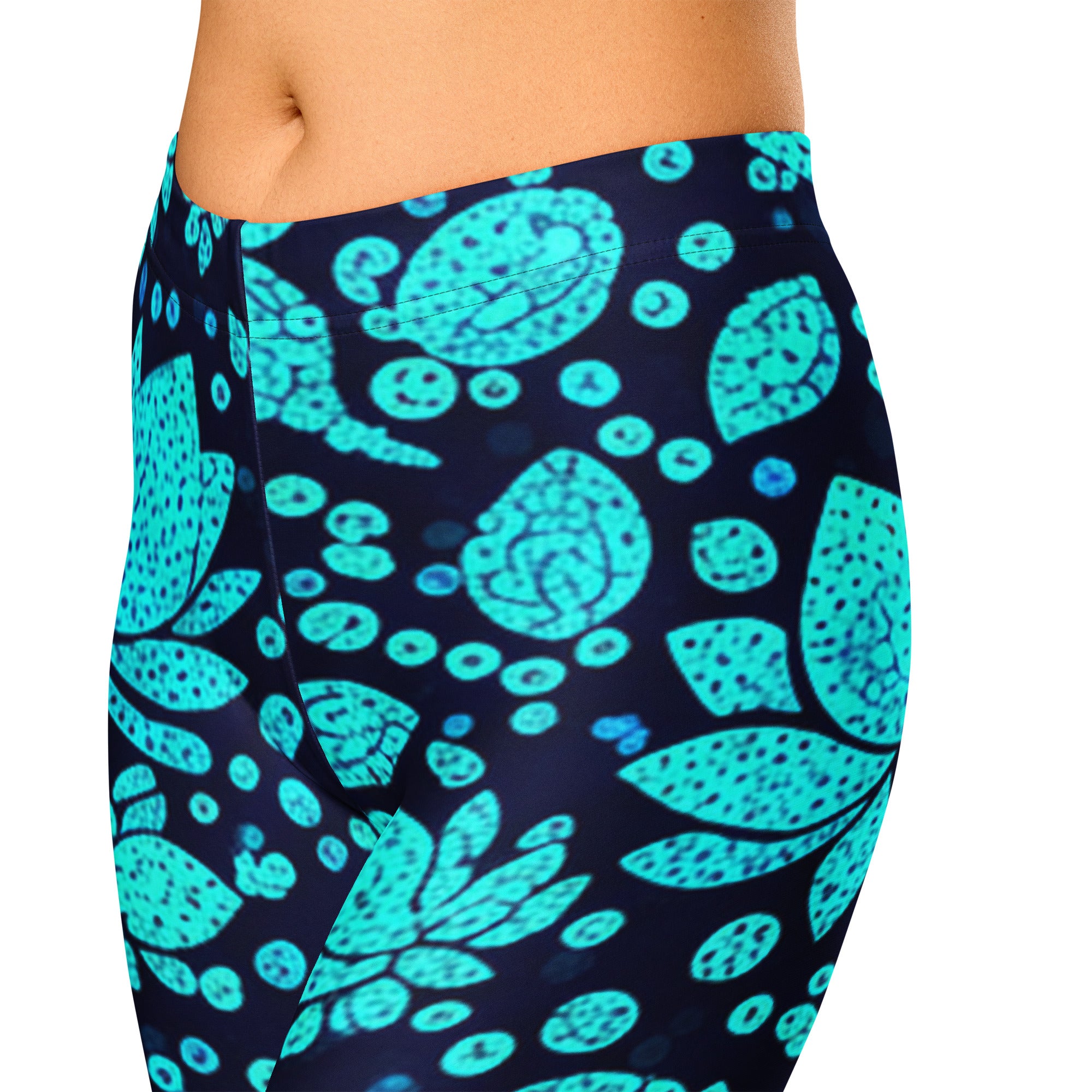 Teal Lotus Capri Leggings | GearBunch