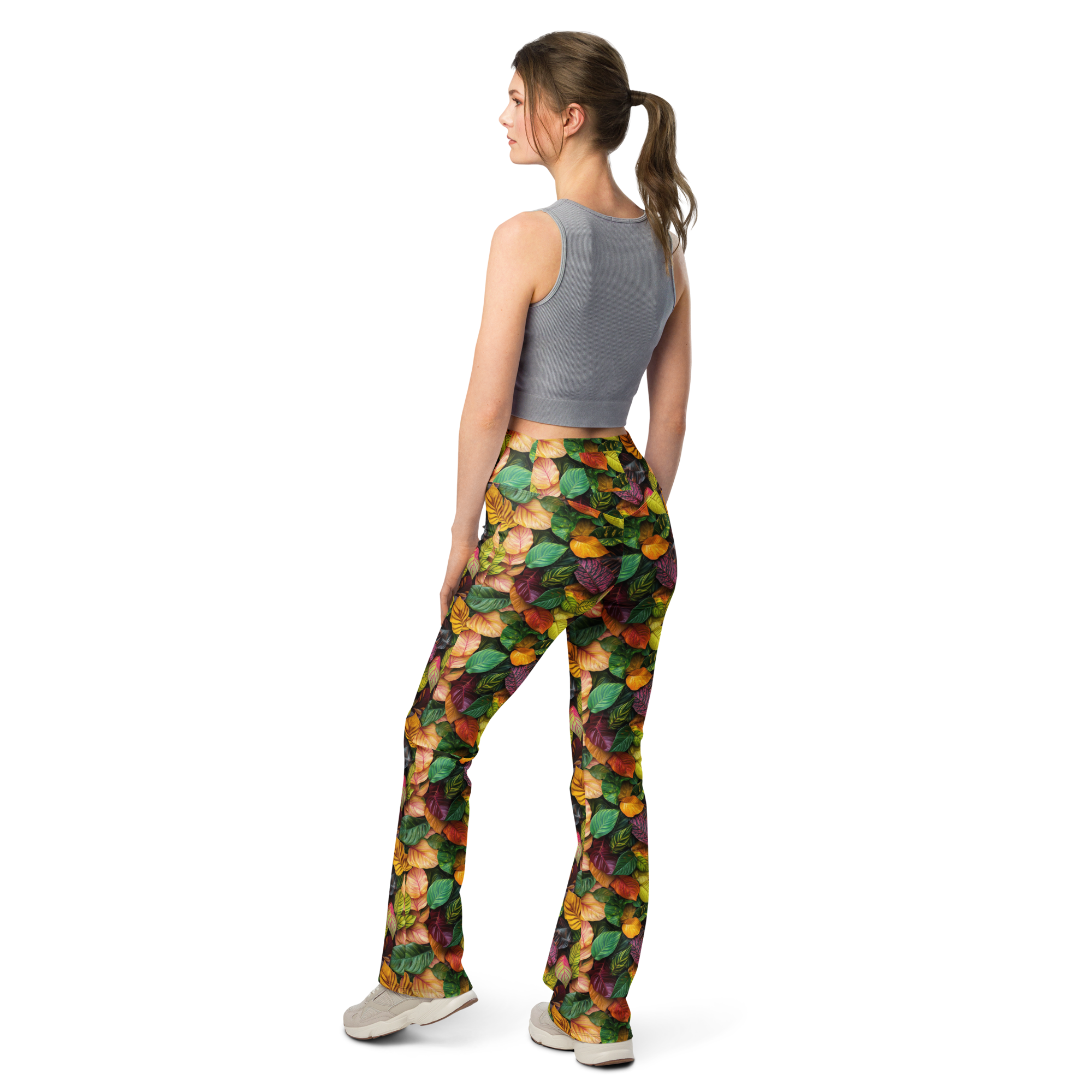 Jungle Leaf Flare Leggings | GearBunch