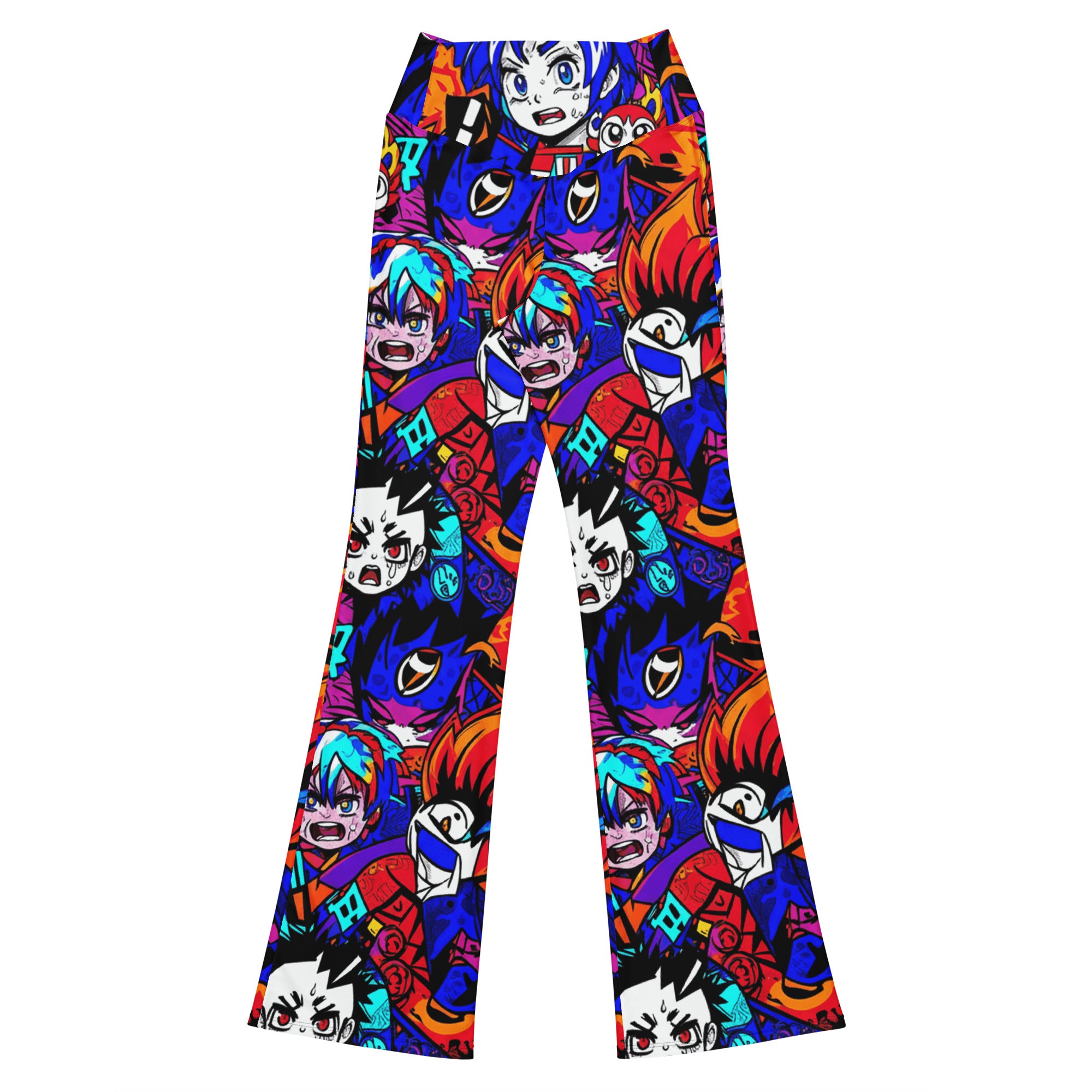 Anime Collage Dark Shonen Flare Leggings | GearBunch