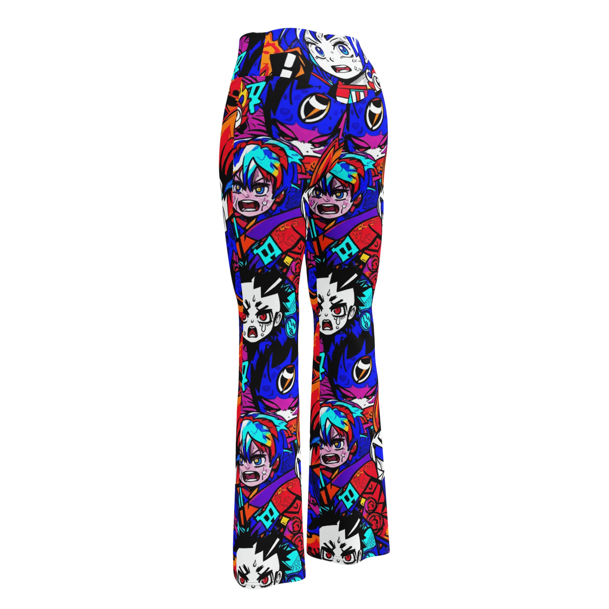 Anime Collage Dark Shonen Flare Leggings | GearBunch