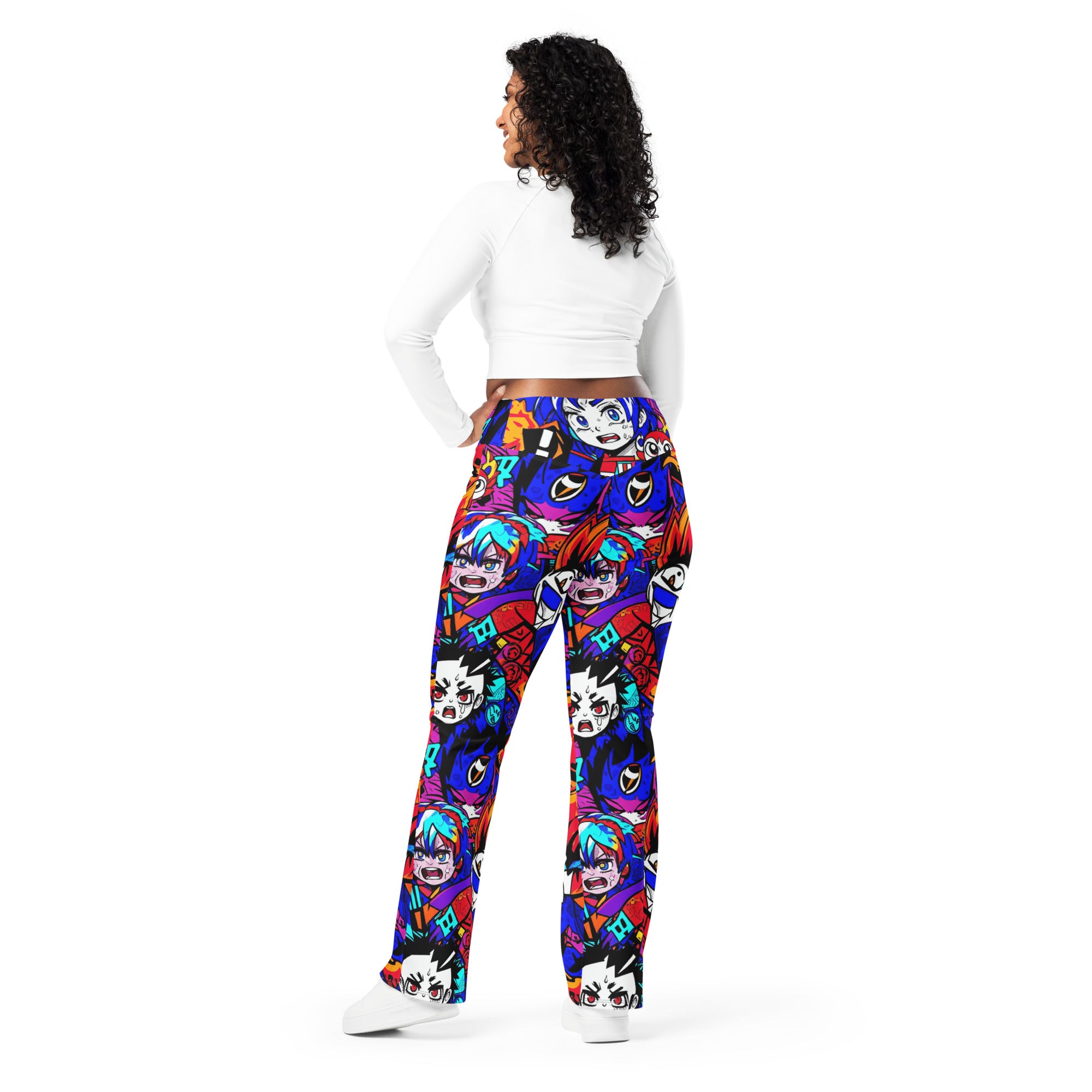 Anime Collage Dark Shonen Flare Leggings | GearBunch