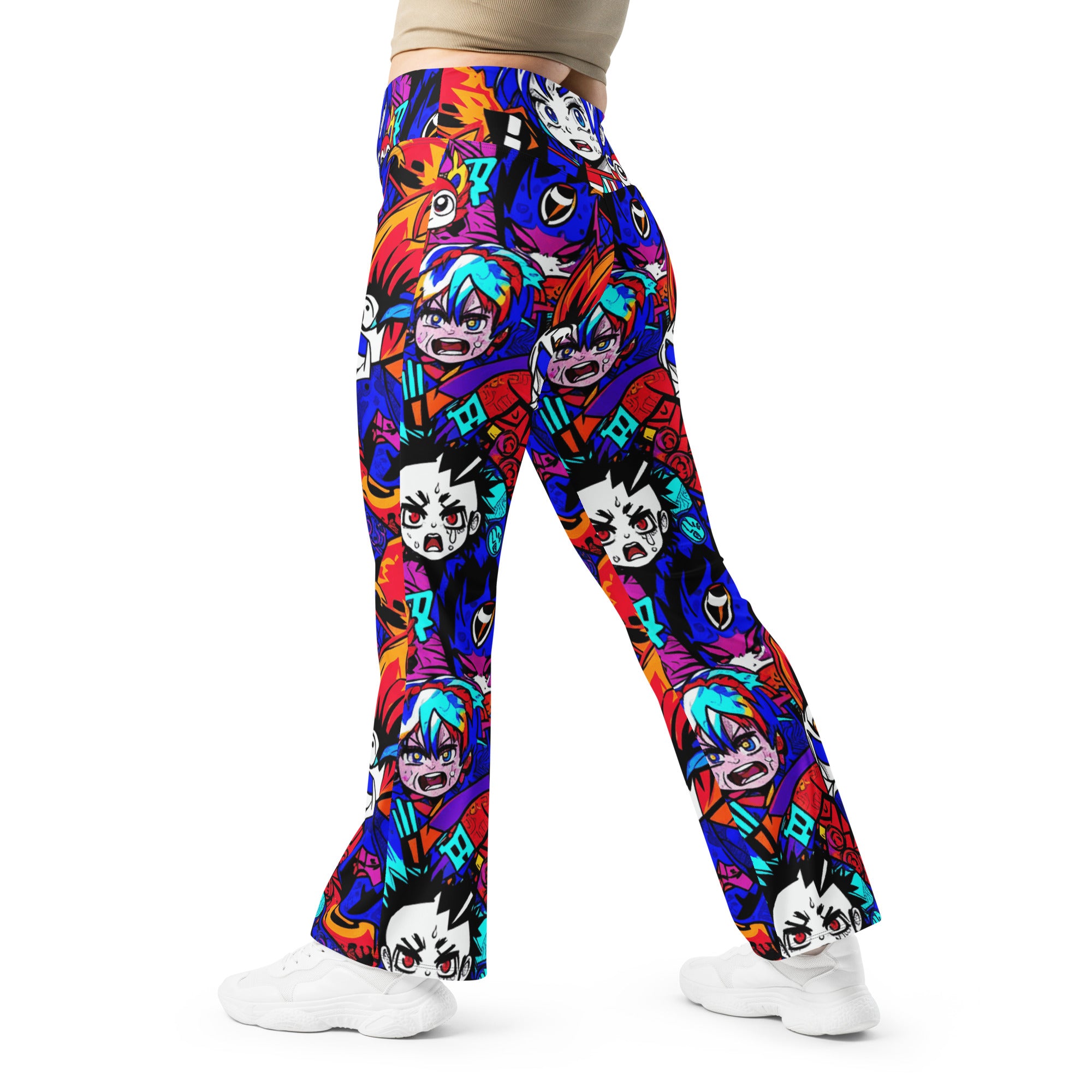 Anime Collage Dark Shonen Flare Leggings | GearBunch