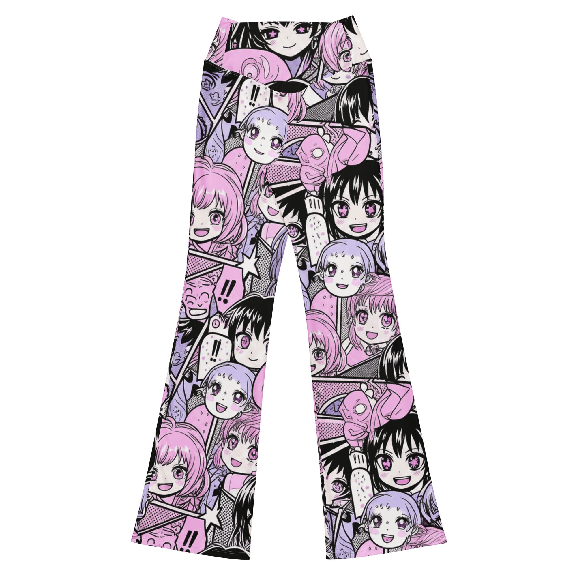 Anime Collage Kawaii Goth Flare Leggings | GearBunch