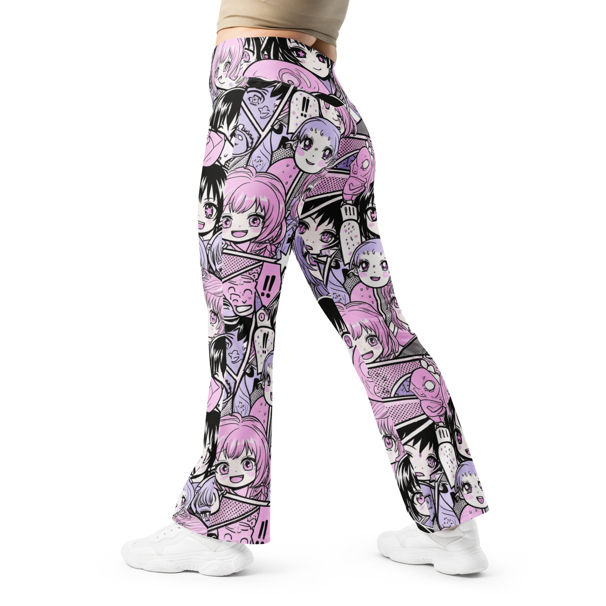 Anime Collage Kawaii Goth Flare Leggings | GearBunch