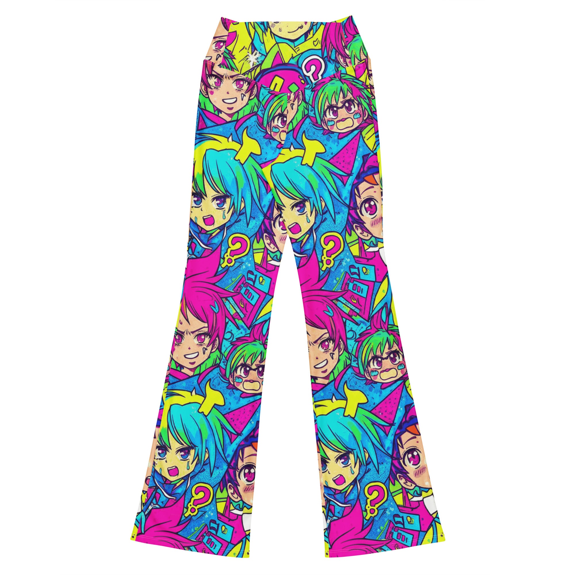 Neon Tokyo Anime Collage Flare Leggings | GearBunch