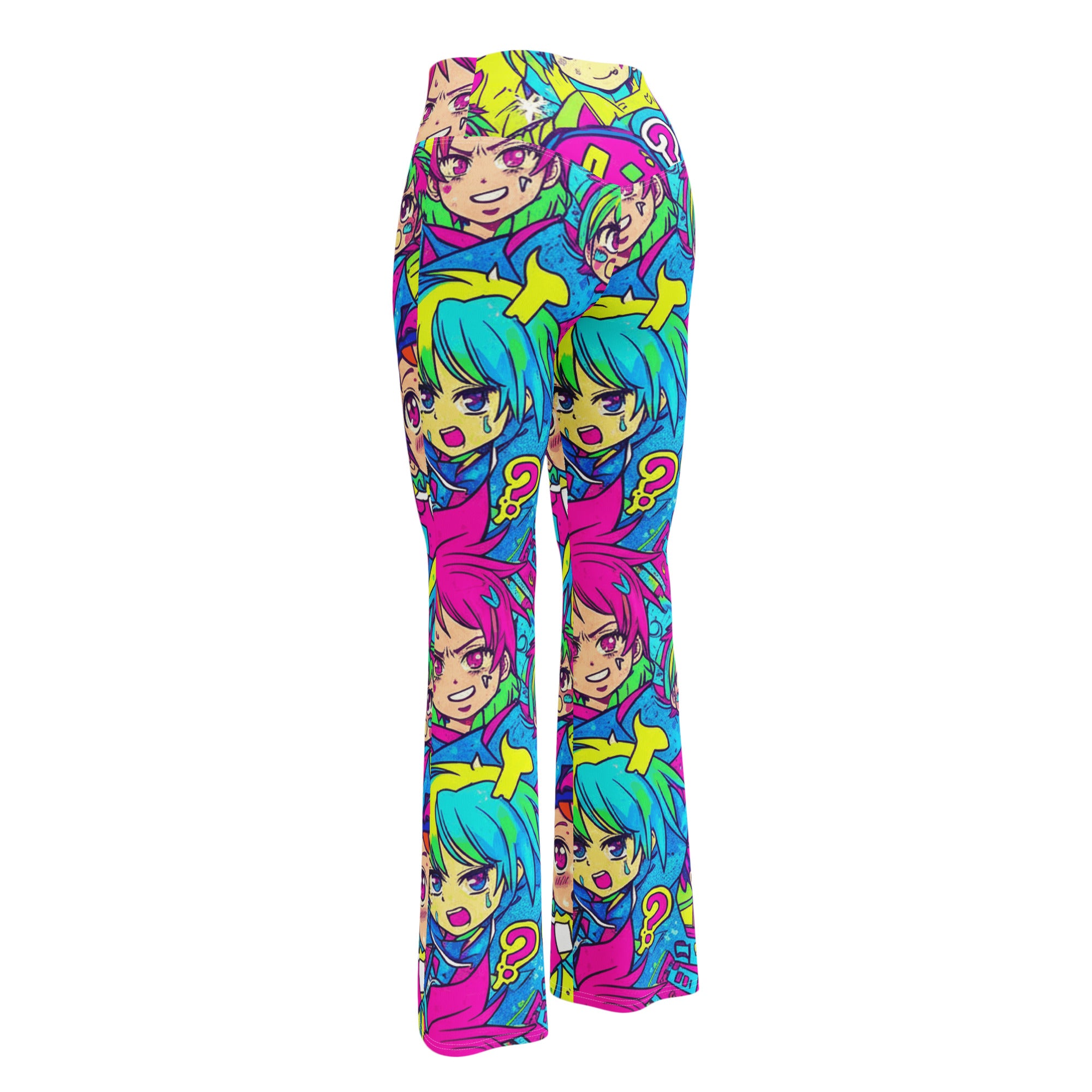 Neon Tokyo Anime Collage Flare Leggings | GearBunch