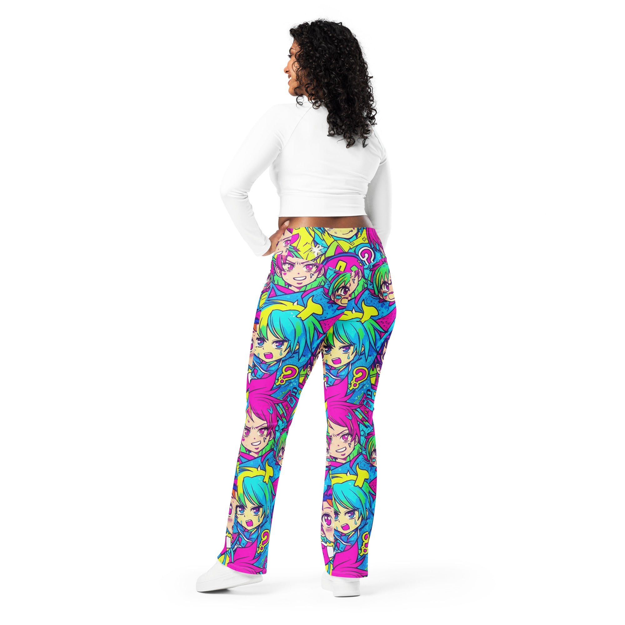 Neon Tokyo Anime Collage Flare Leggings | GearBunch