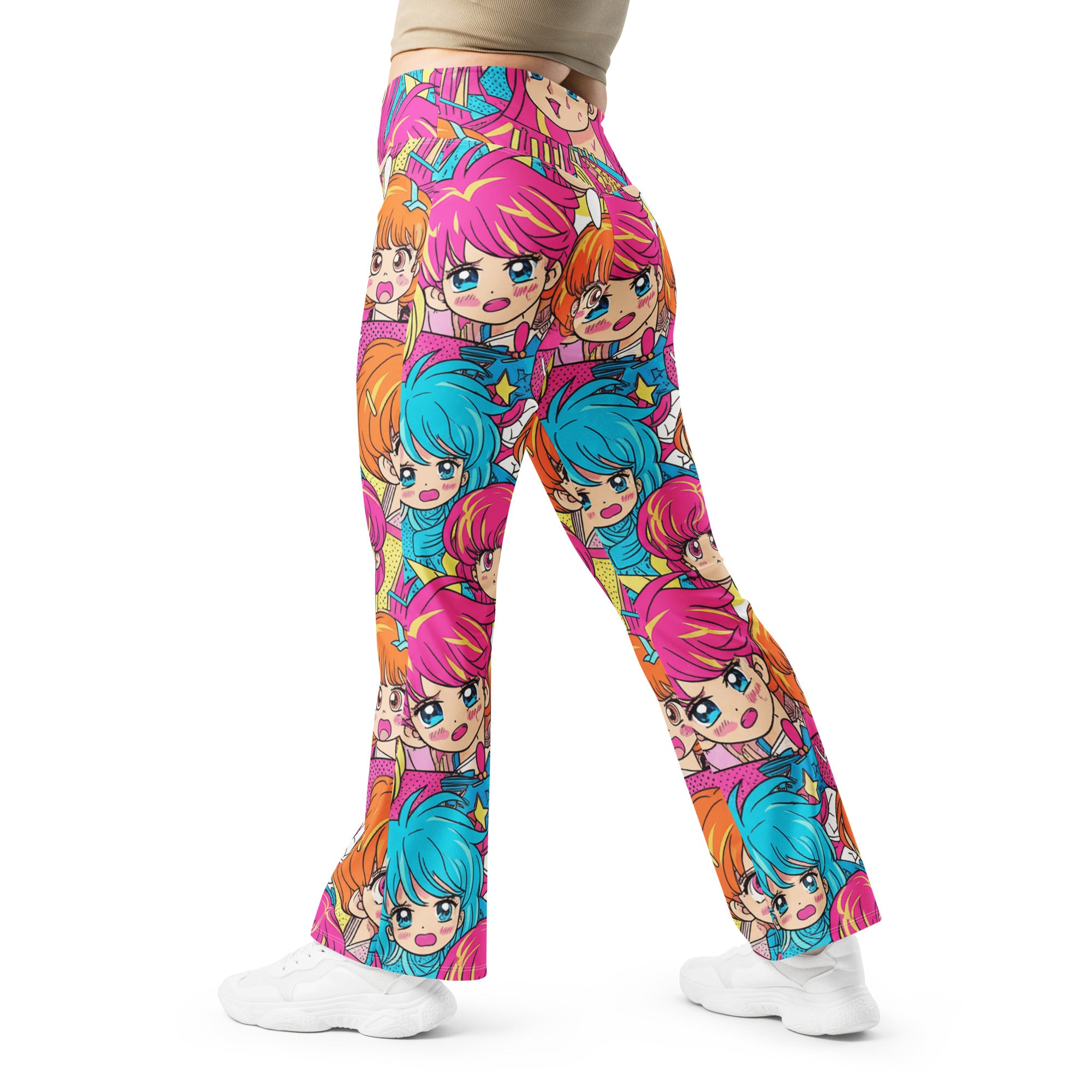 Anime Collage Retro Shojo Flare Leggings | GearBunch
